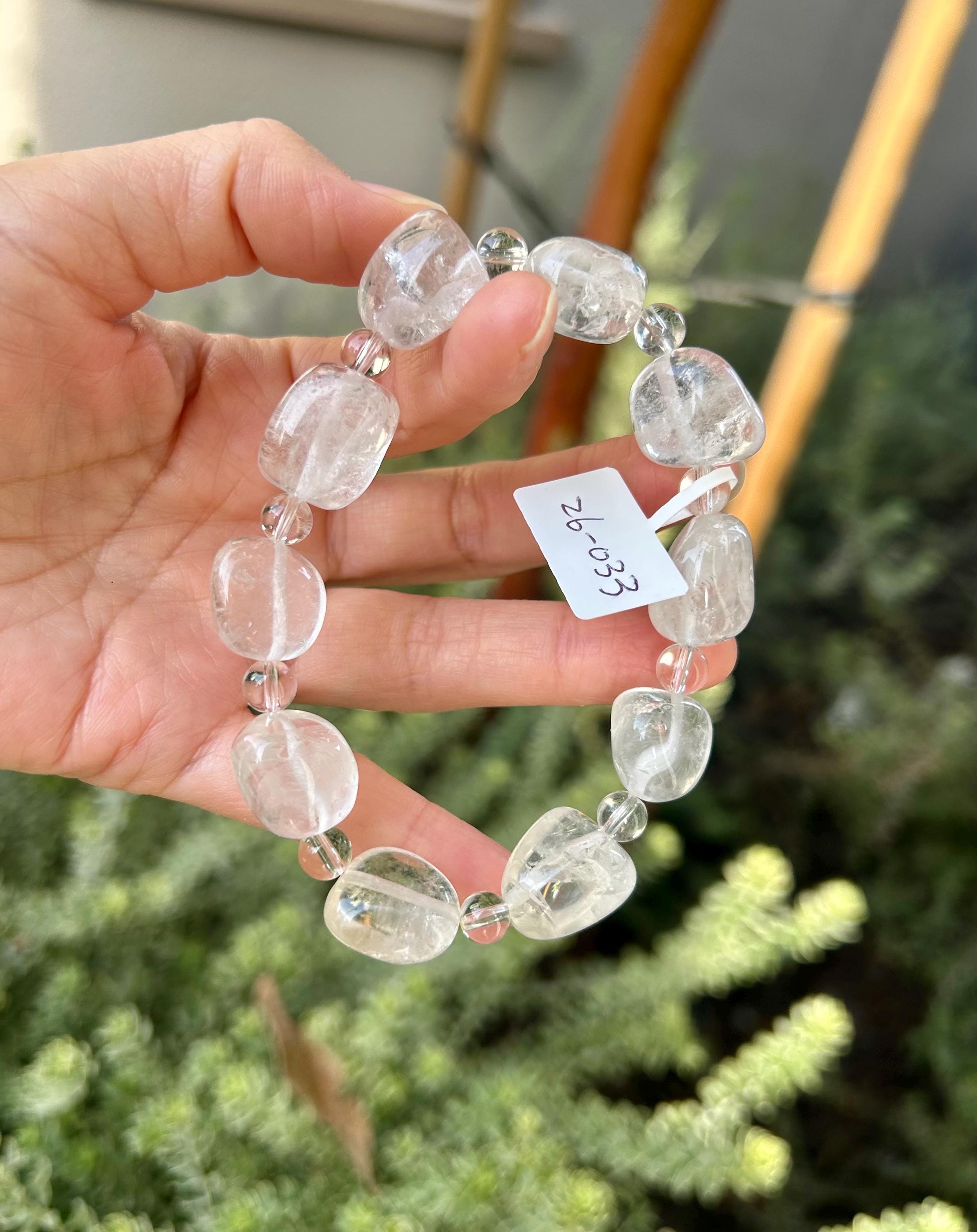 Clear Quartz Crystal Nugget Bracelet - Natural Stone Jewelry, fits up to 17.5cm wrist (26-033)