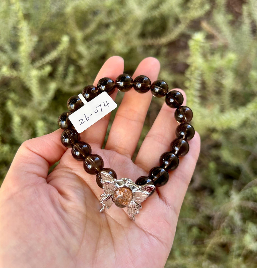 High Quality Natural Smoky Quartz Crystal Bracelet, good healing and protective stone bracelet, Fits up to 16.5cm wrist (26-074)