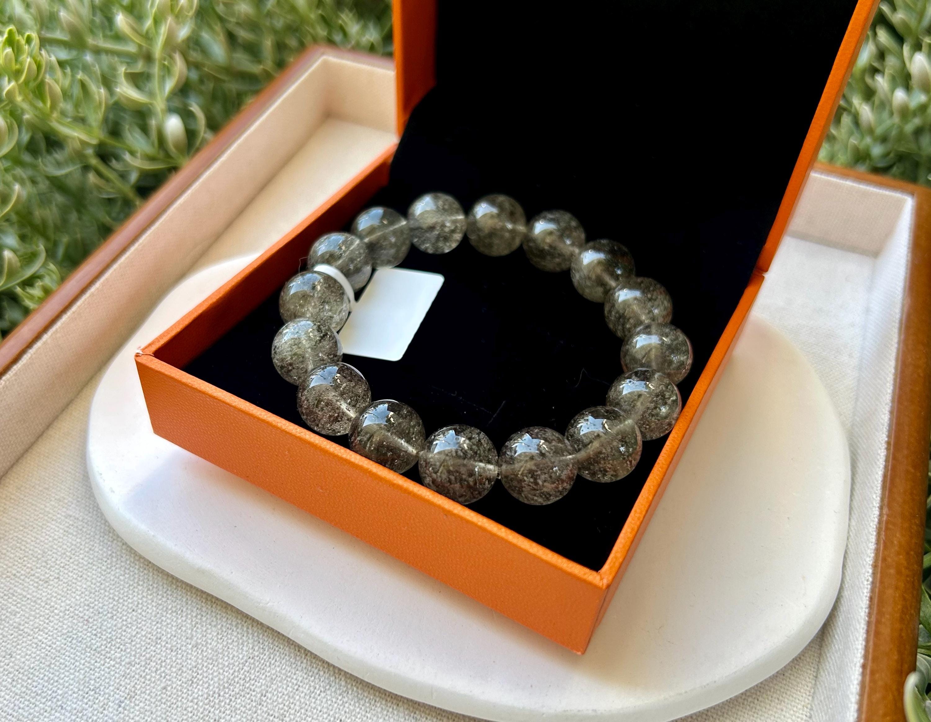Healing Crystal, Purple Gray Chunky Libyan Desert Glass Bracelet, natural Tektite 13mm+ beads, Fits up to 16.8cm wrist (GH-036)