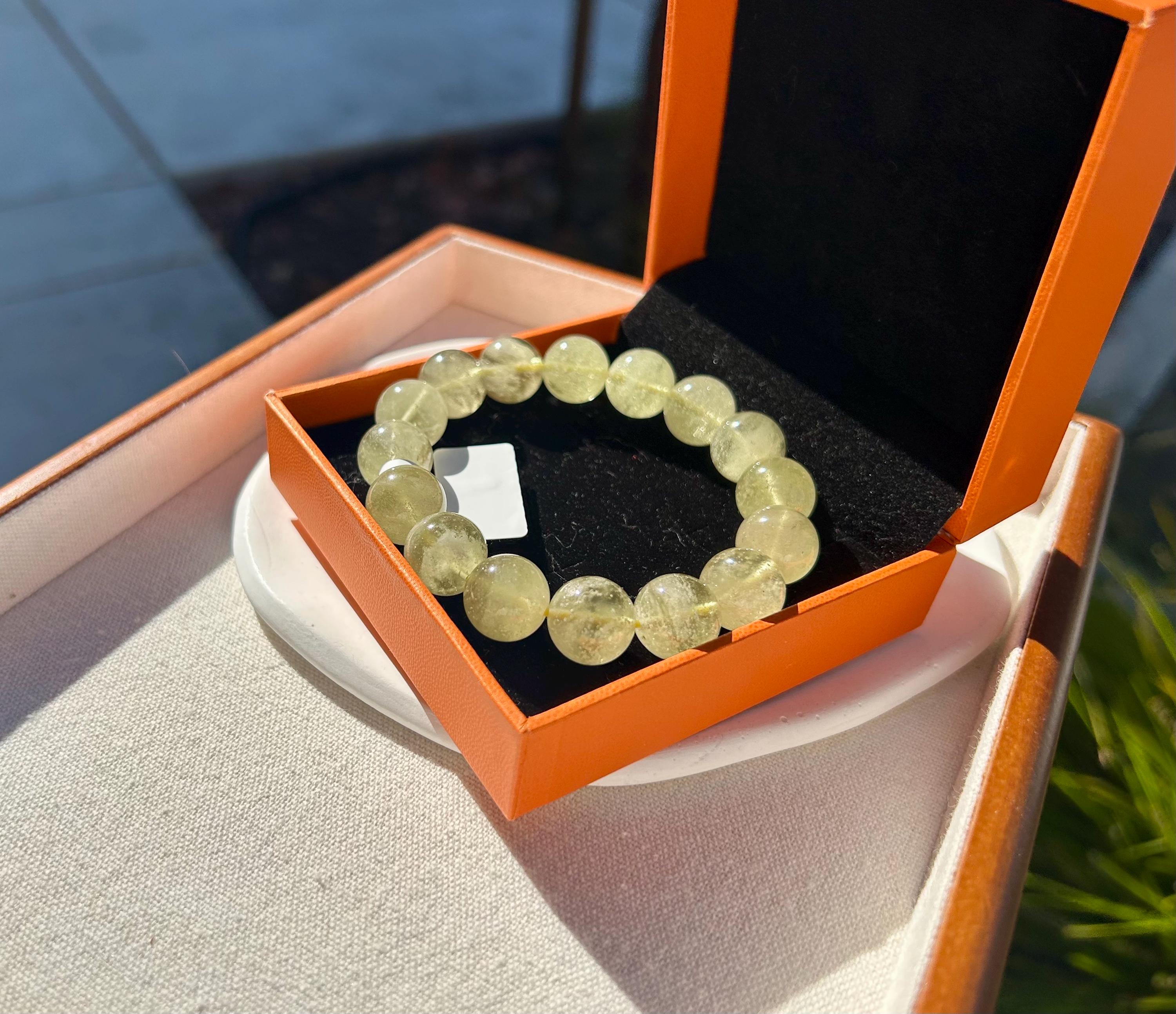 Gold Libyan Desert Glass square beads Bracelet: Tektite Beads, 13.5mm+ beads, Fits up to 17.5cm wrist (GH-46)