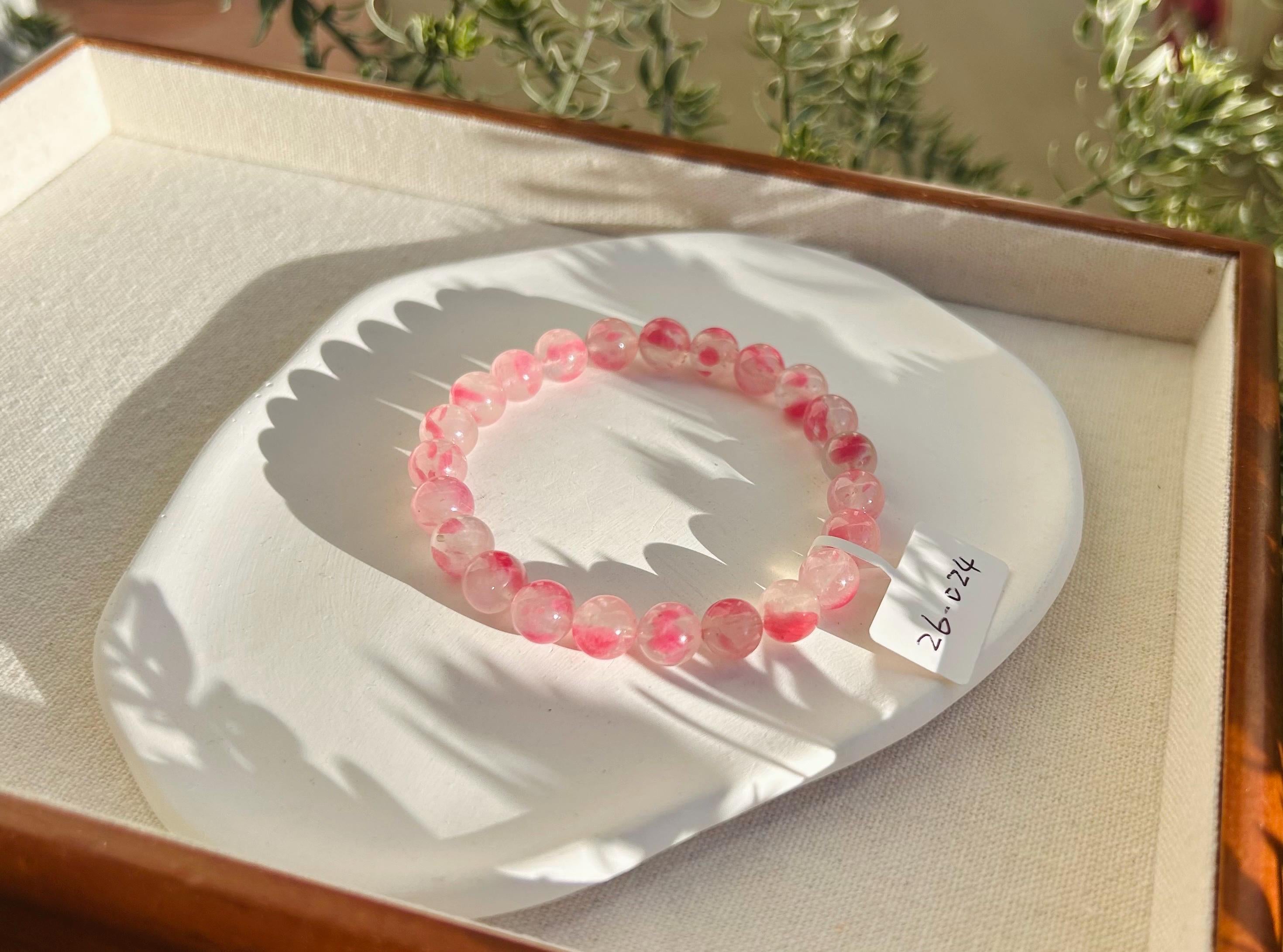 Rhodonite Gem Genuine Bracelet, Natural Icy Rhodonite Bracelet, Genuine Crystal Bracelet, fits up to 17cm  (26-024)