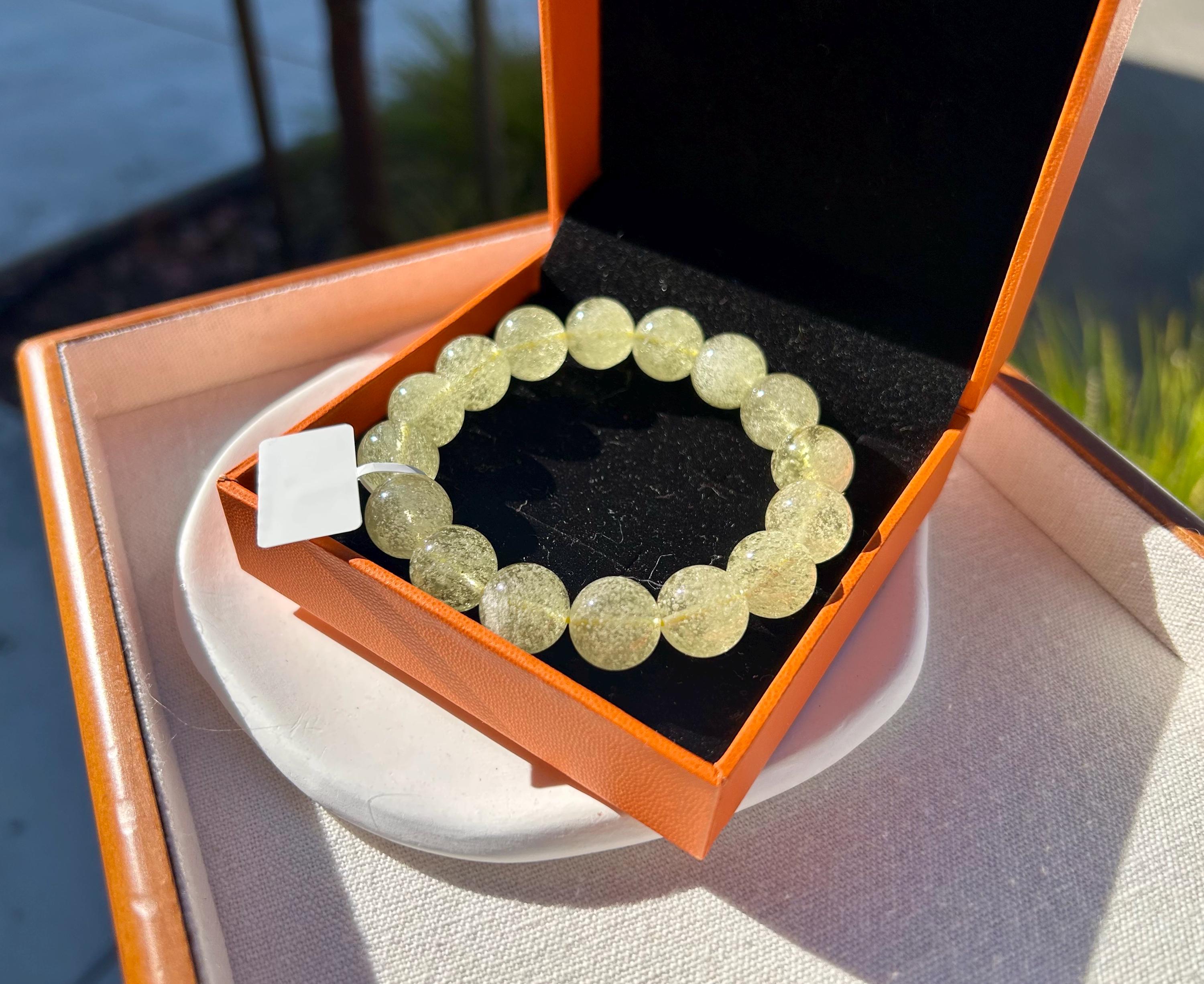 Gold Libyan Desert Glass square beads Bracelet: Tektite Beads, 13mm+ beads, Fits up to 16.8cm wrist (GH-45)