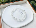High quality natural clear quartz square beads bracelet, fits up to 18cm (26-076)
