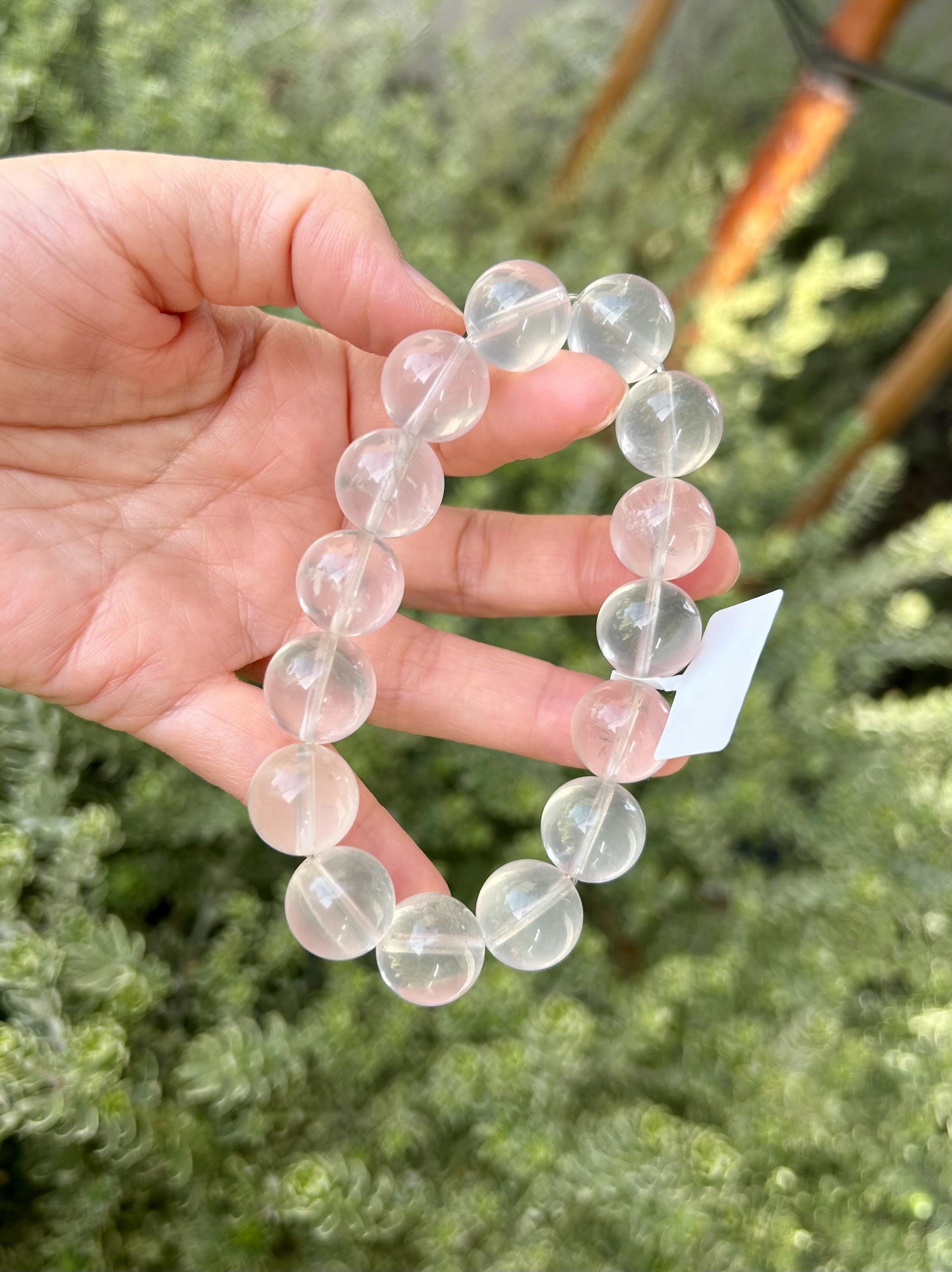 Chunky Pretty Milky Clear Quartz crystal Bracelet - 14mm beads,  Fits up to 17cm wrist (26-043)