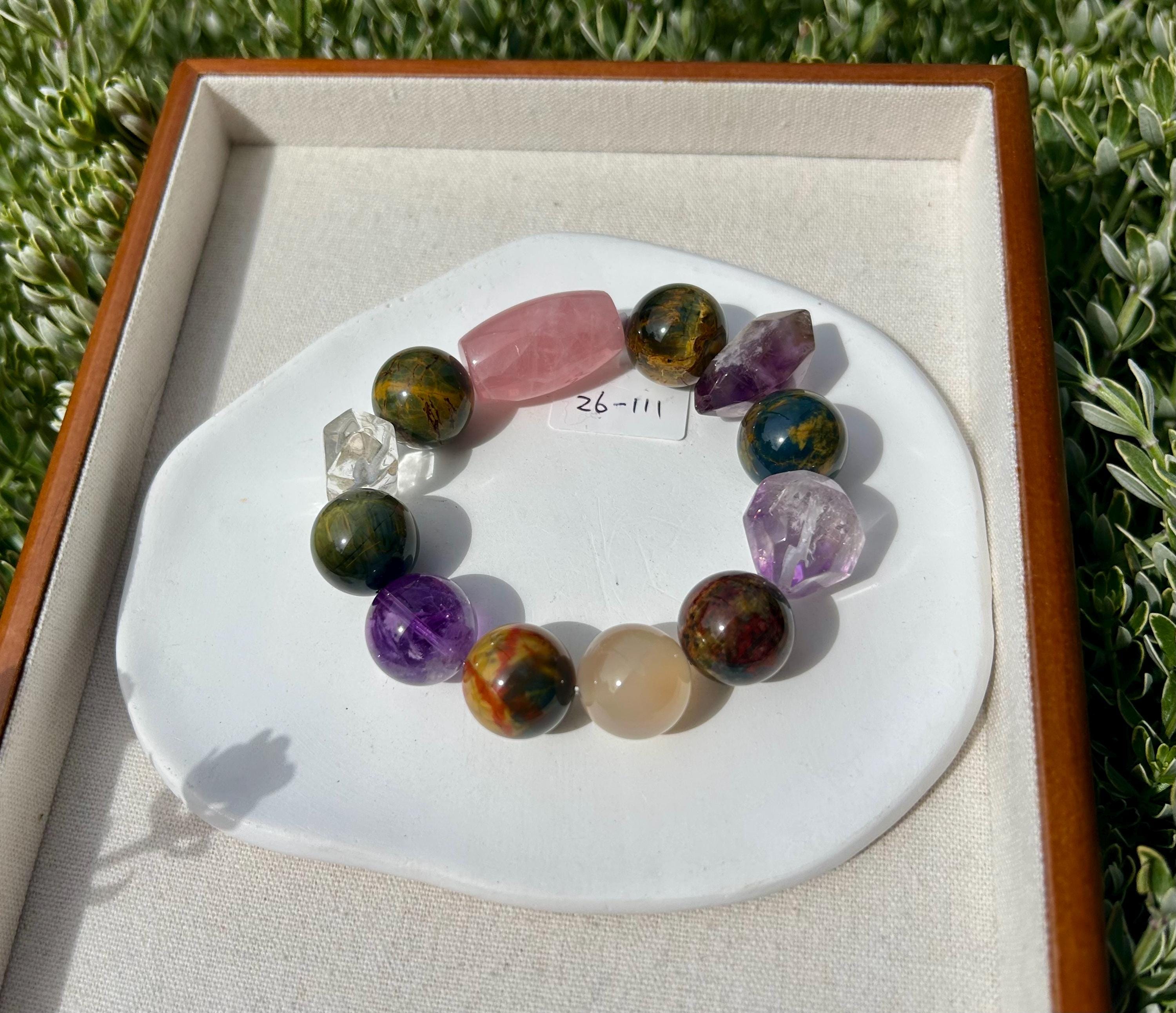 High quality Chunky Pietersite beads bracelet, with multiple color quartz beads, 18mm round Pietersite beads, fits up to 17cm wrist (26-111)