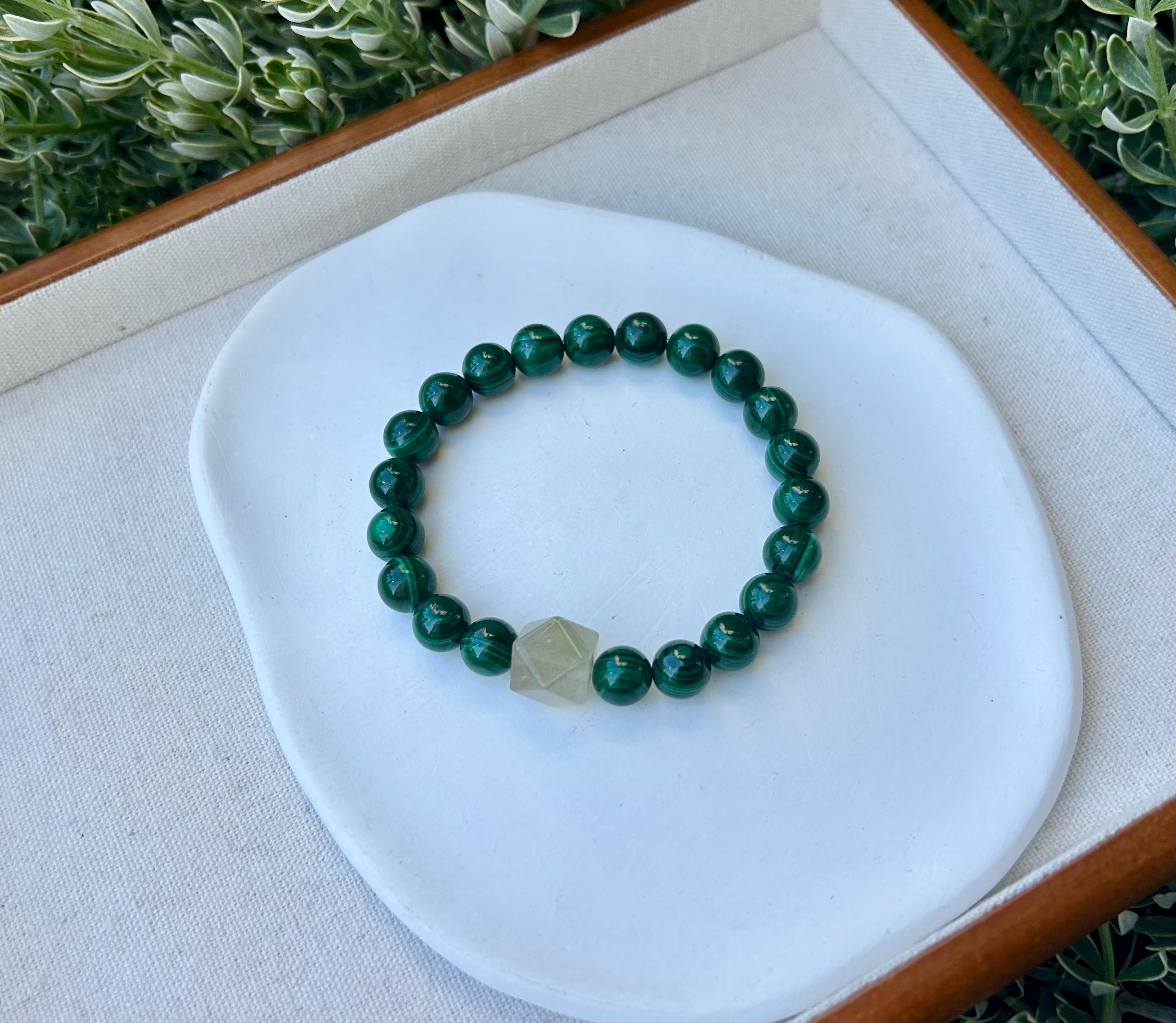 High Quality Natural Malachite Bracelet, Peacock Stone Beads Bracelet, fits up to 17cm wrist (26-131)