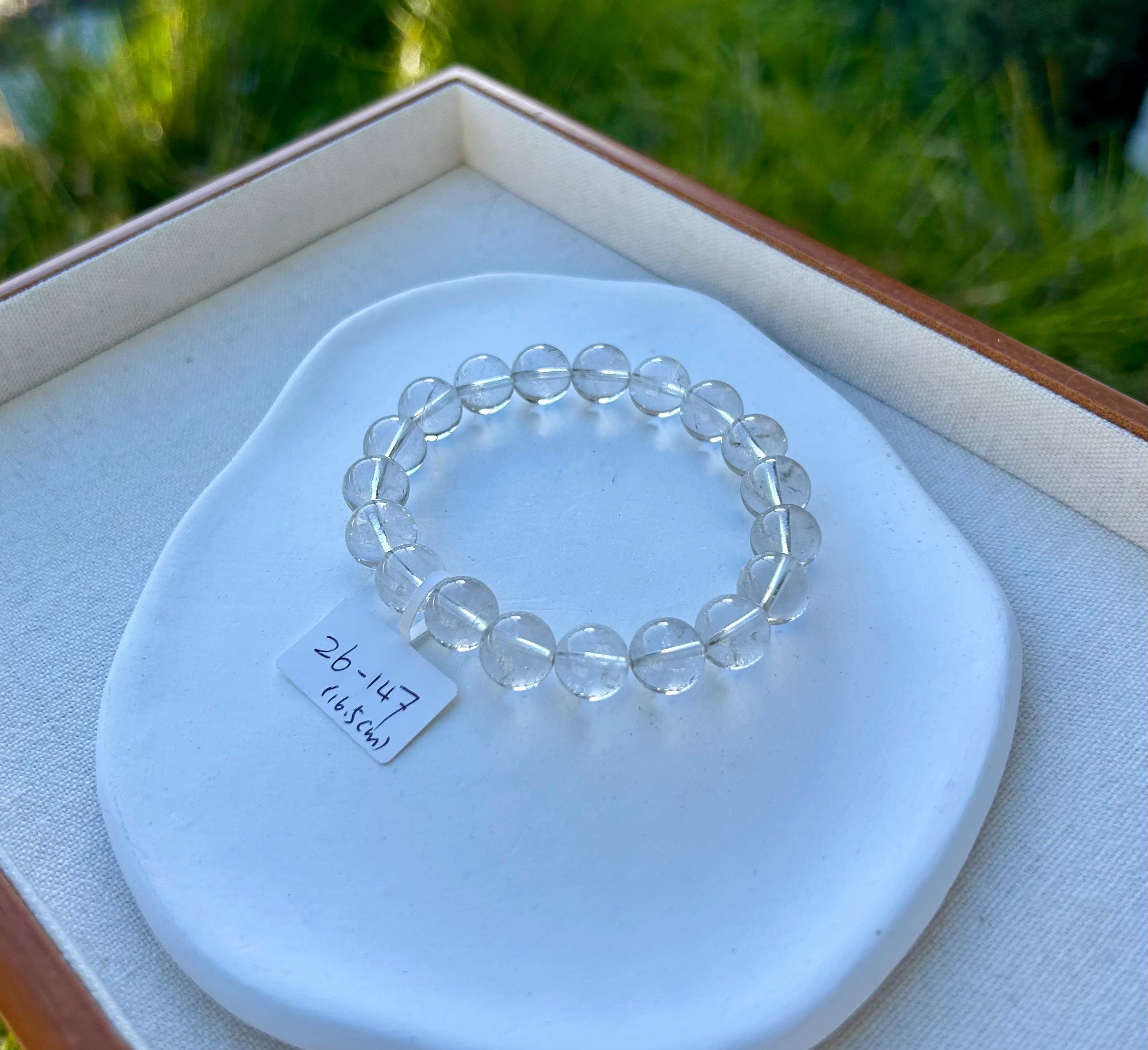 Clean Clear Quartz Crystal Round Beads Bracelet, 10mm clear quartz beads, fits up to 16.5cm wrist (26-147)