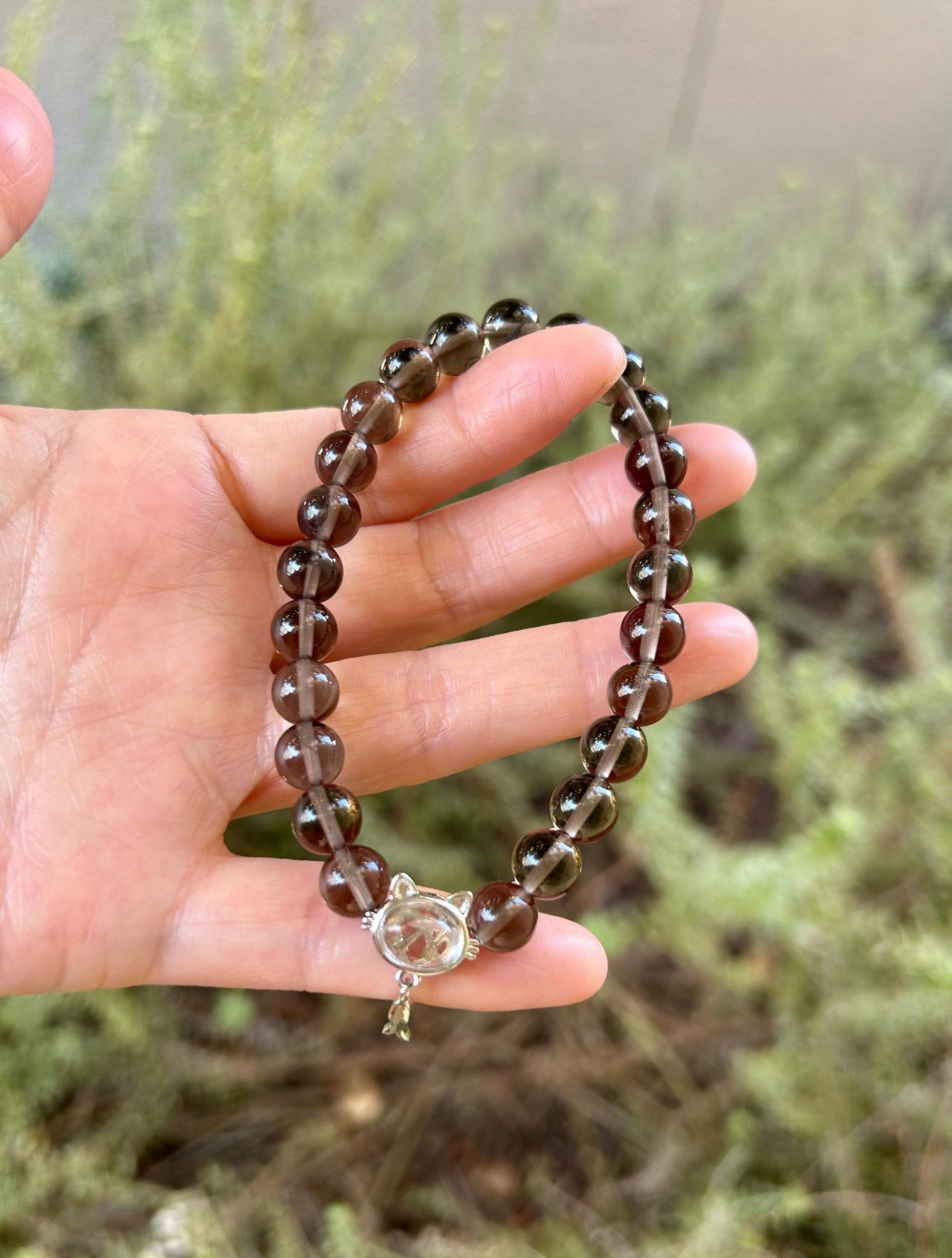 Clear obsidian beads bracelet, good healing and protective stone bracelet, fits up to 17cm wrist (26-057)