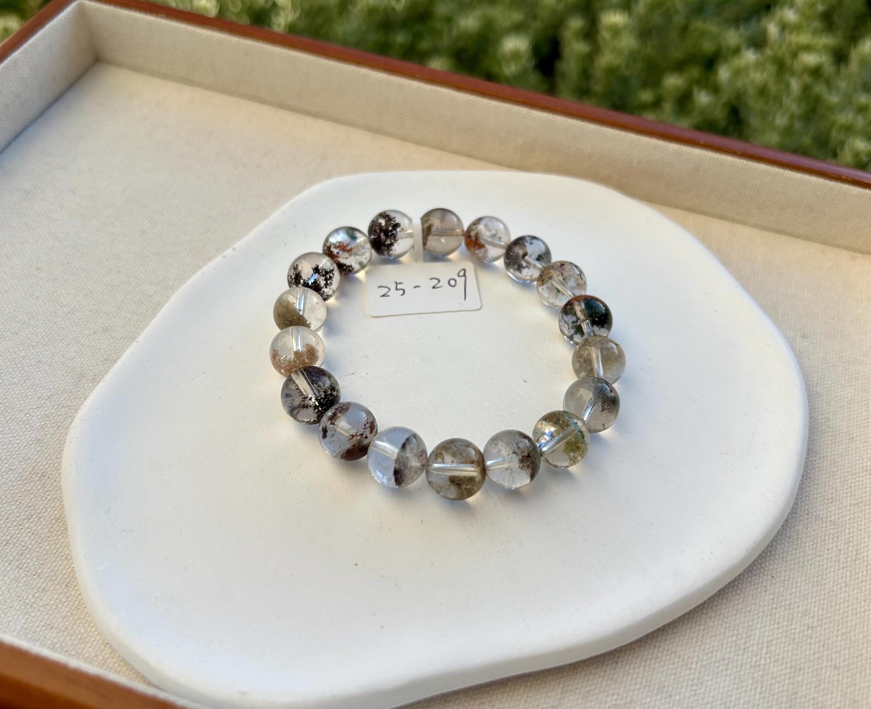 Four Season Phantom Quartz Crystal Bracelet: Eight-Faceted Gemstone Bead, fits up to 16.5cm wrist (25-209)