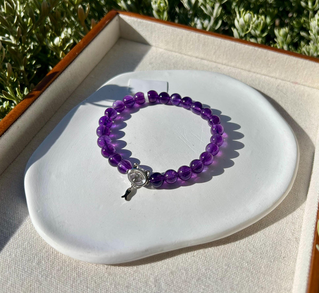 9mm beads Lavender Amethyst Bead Bracelet - fits up to 17cm wrist (26-061)