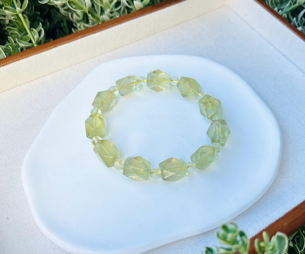 Healing Crystal, Libyan Desert Glass Bead Bracelet, Gold Tektite, Wealth & Prosperity, first to 18cm wrist (GH-017)
