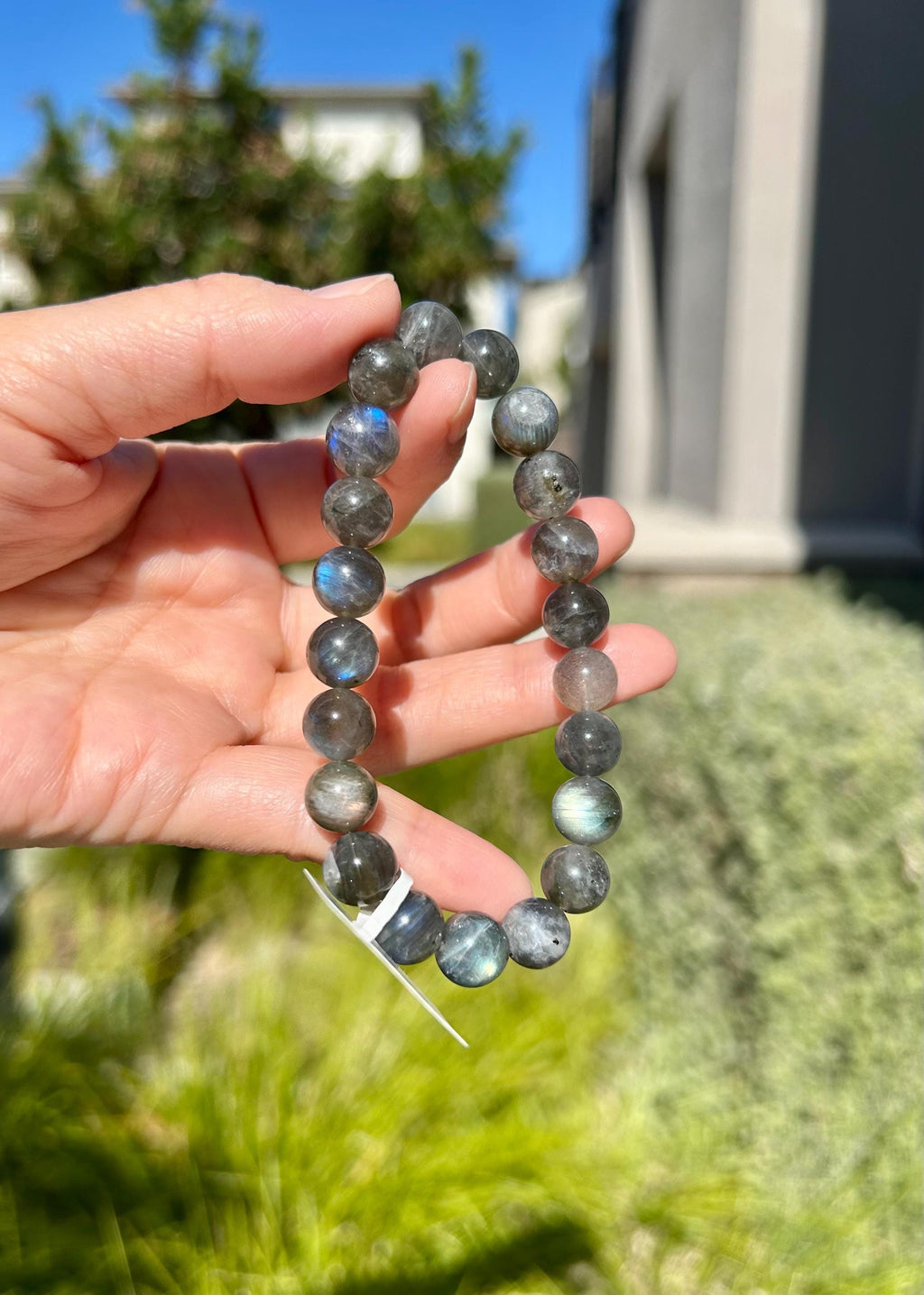 High Quality Nature Labradorite Crystal Stretchy Beads Bracelet, Genuine Crystal Labradorite, first to 17cm wrist (26-181）