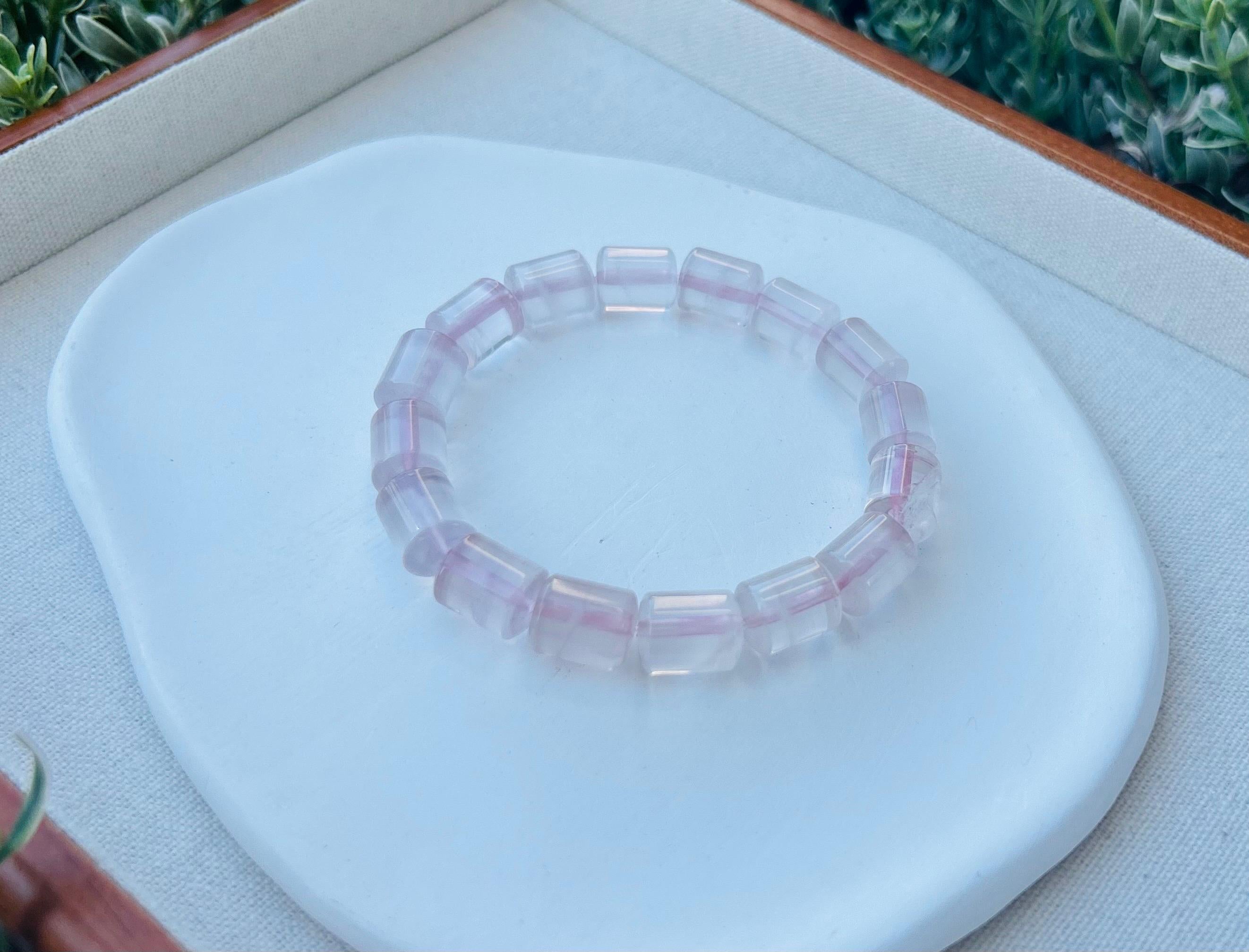 Special Shaped rose quartz beads bracelet (25-107）