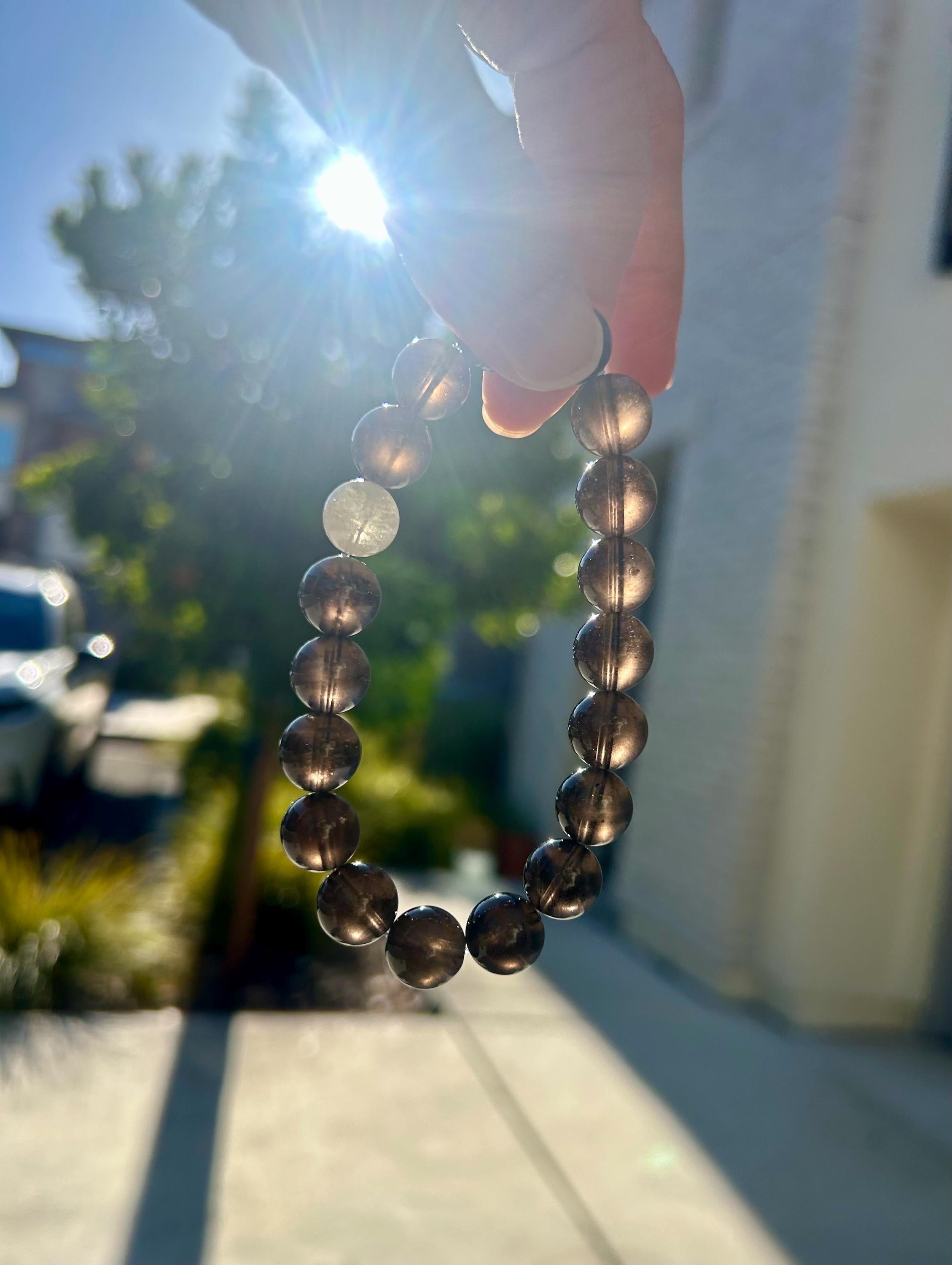 Natural Cintamani Saffordite Tektite Beads Stretchy Bracelet with one libyan bead, Wishing Stone, 11mm Beads, Fits up to 17.3cm (26-122)