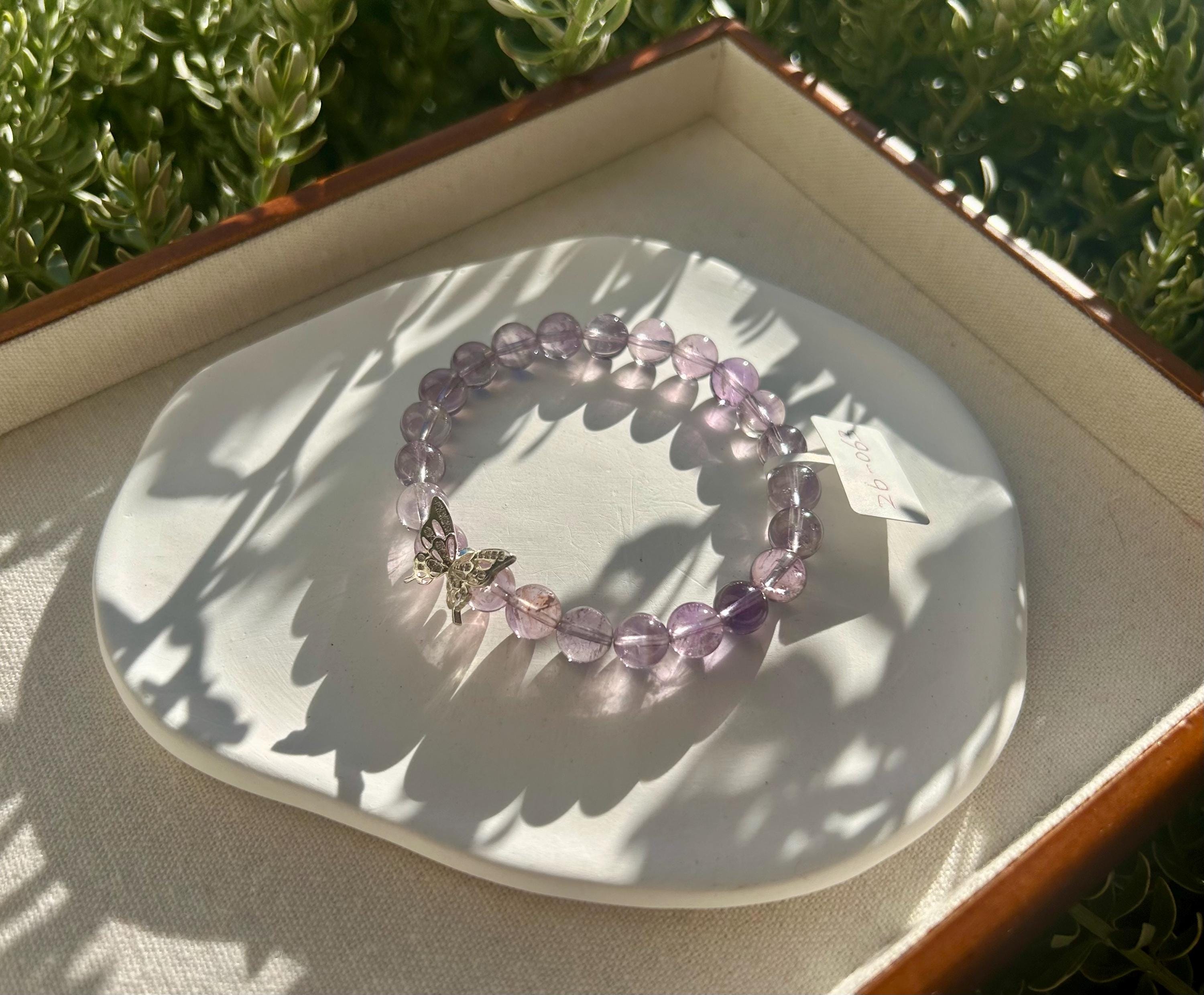 Clear Natural amethyst beads bracelet, Amethyst Crystal Stretchy Bracelet, Genuine Crystal (26-063)