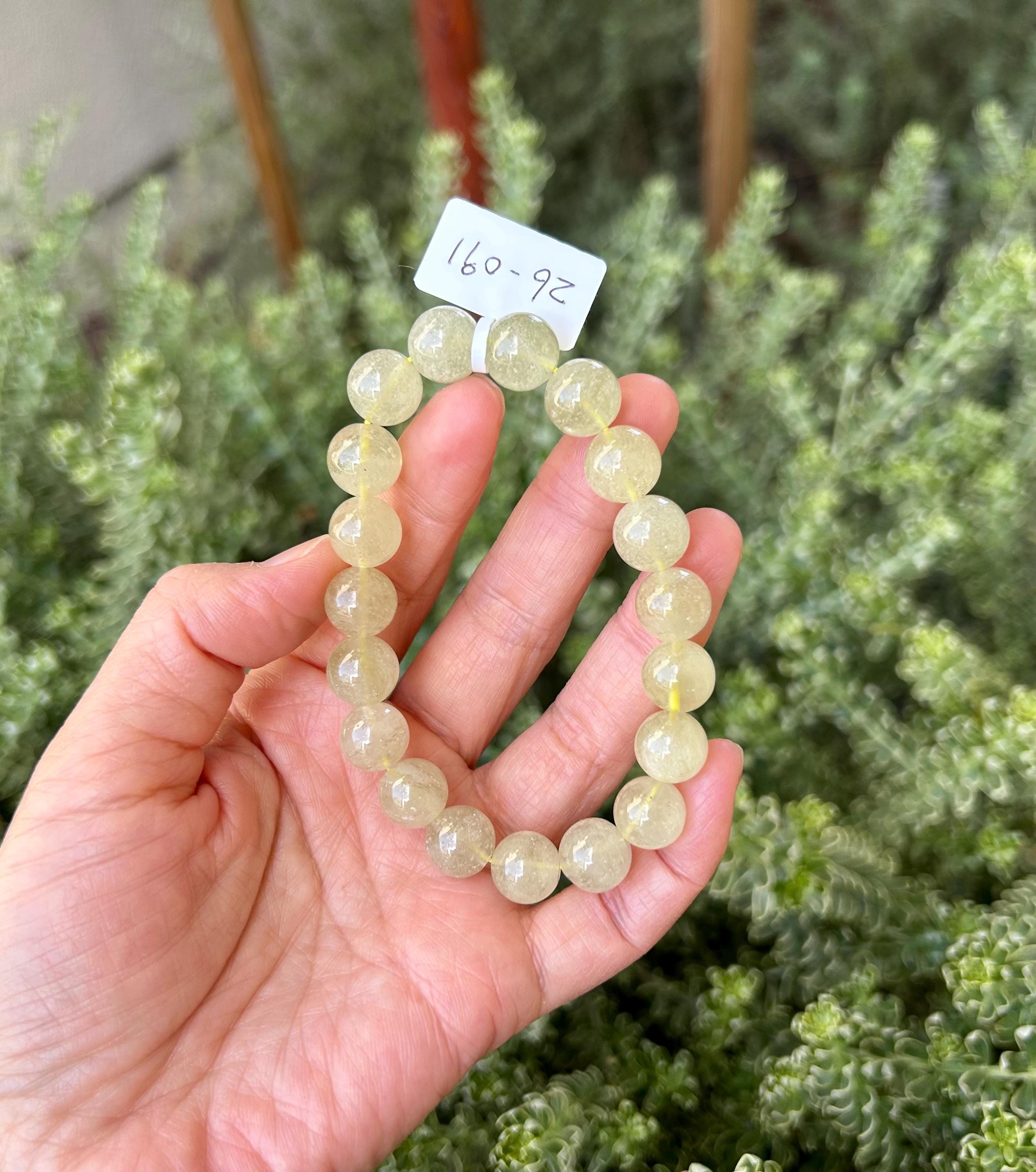 Healing Crystal, Gold Libyan Desert Glass square beads Bracelet: Tektite Beads, about 10.5mm beads, Fits up to 16.8cm wrist (26-91)