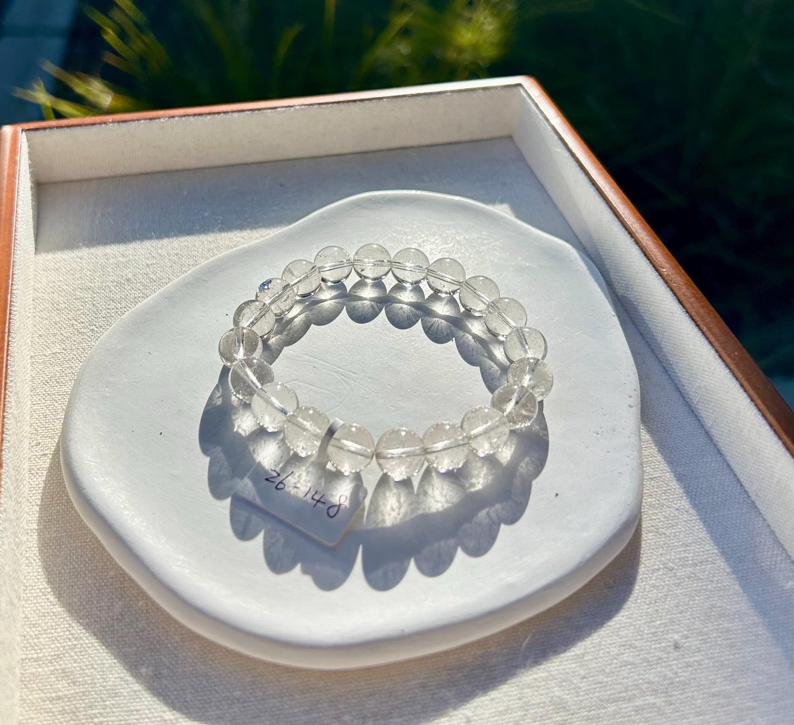 Clean Clear Quartz Crystal Round Beads Bracelet, 10mm clear quartz beads, fits up to 17.5cm wrist (26-148)