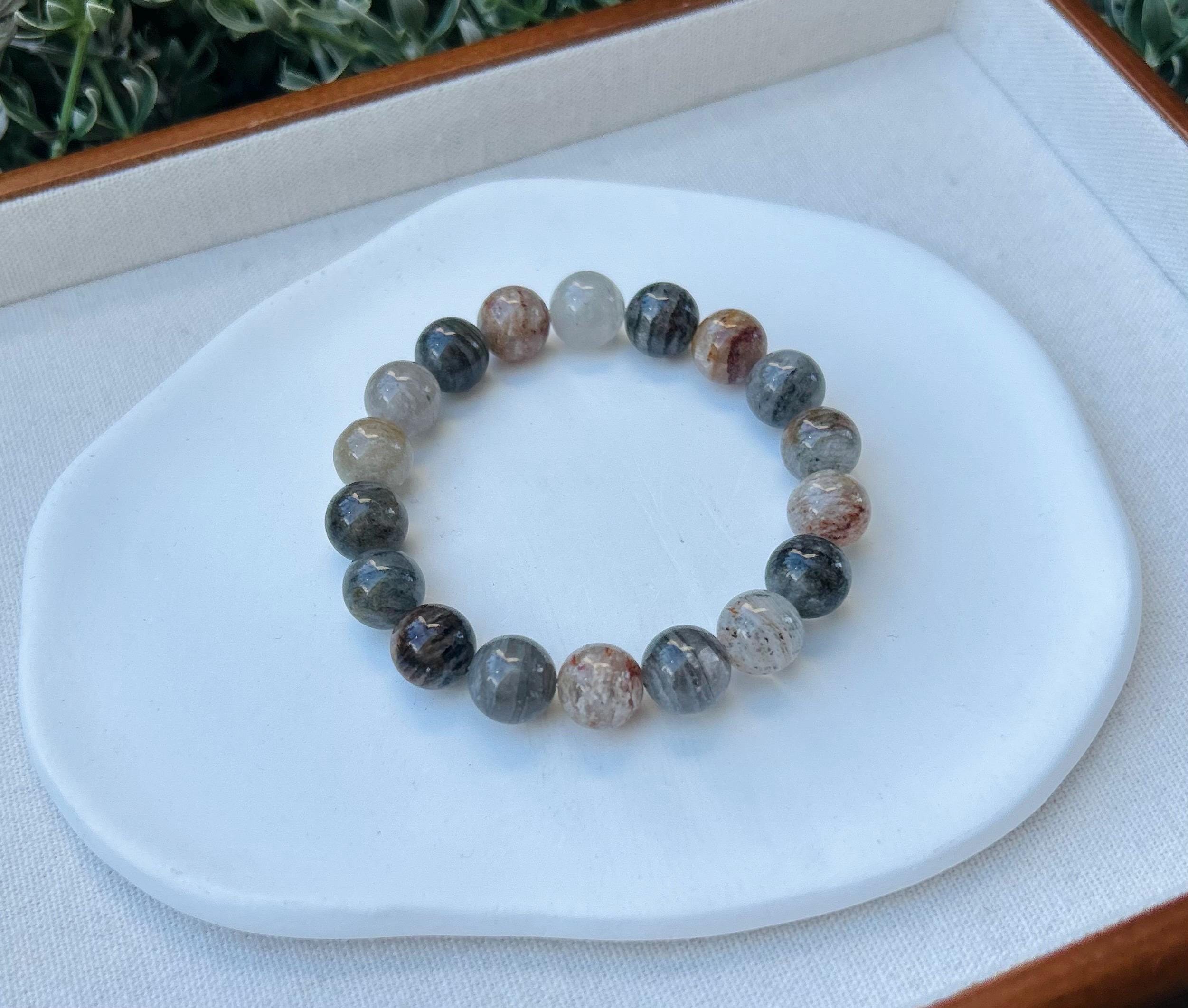 Layered Phantom Quartz Crystal Bead Bracelet - Rare Gemstone, Fits up to 16.3cm wrist (25-091）