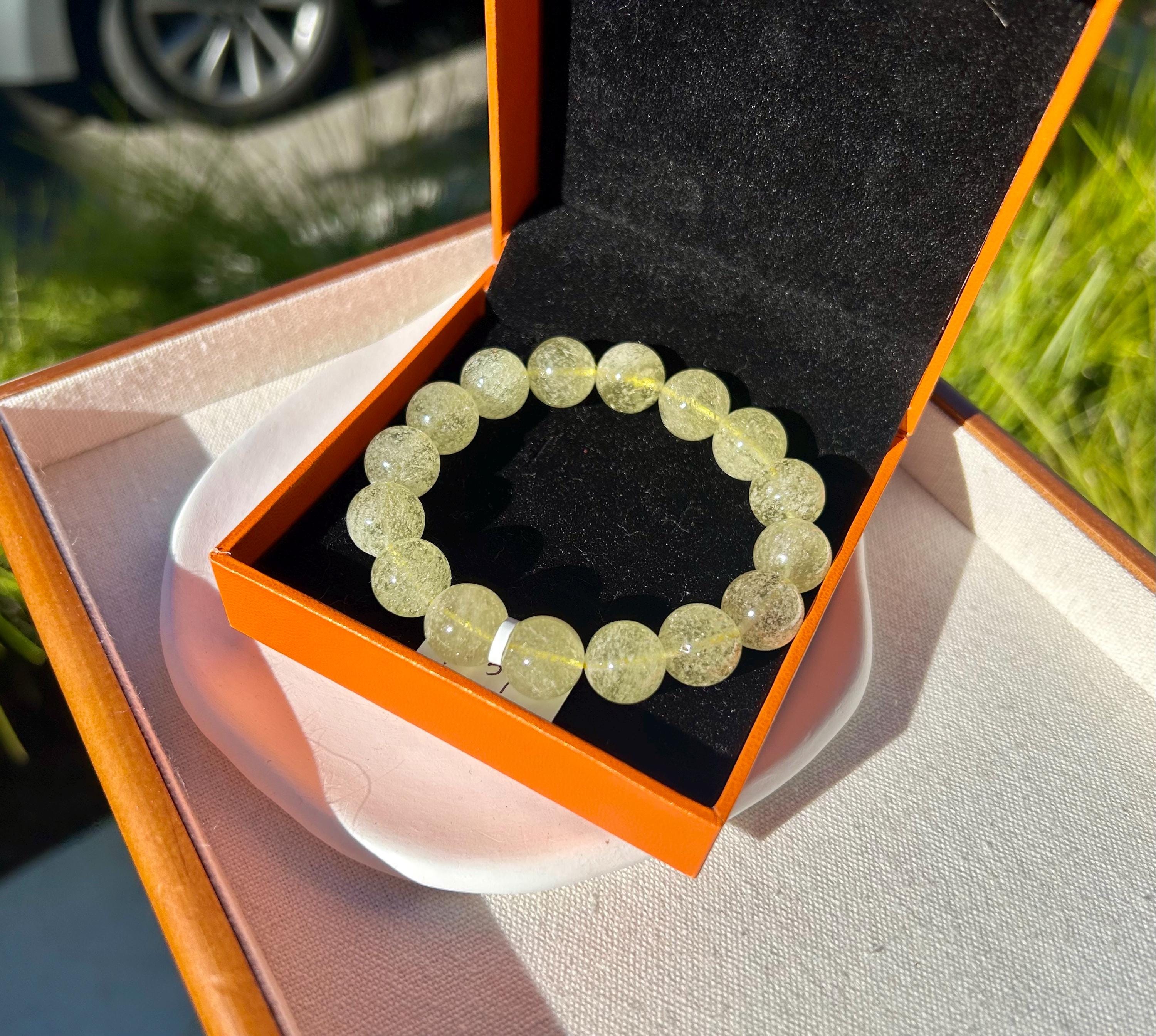 Gold Libyan Desert Glass square beads Bracelet: Tektite Beads, 13mm+ beads, Fits up to 16.8cm wrist (GH-45)