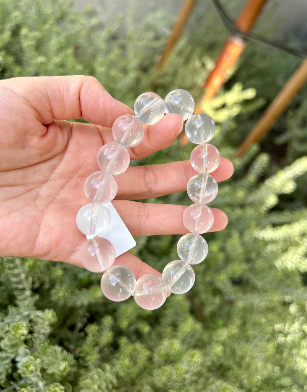 Chunky Pretty Milky Clear Quartz crystal Bracelet - 14mm beads,  Fits up to 17cm wrist (26-043)