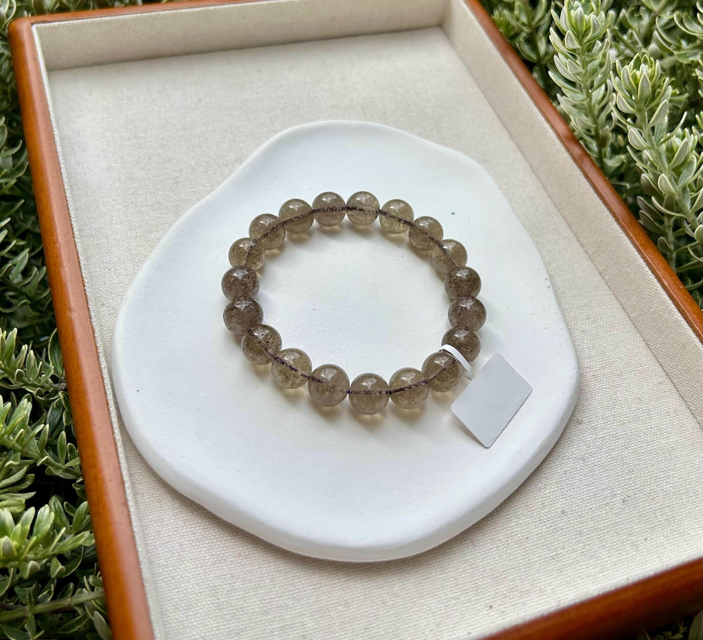 Healing Crystal, High Quality Chunky Libyan Desert Glass Bracelet, Purple Gray Tektite, 11mm+, Fits up to 17cm wrist (26-034)