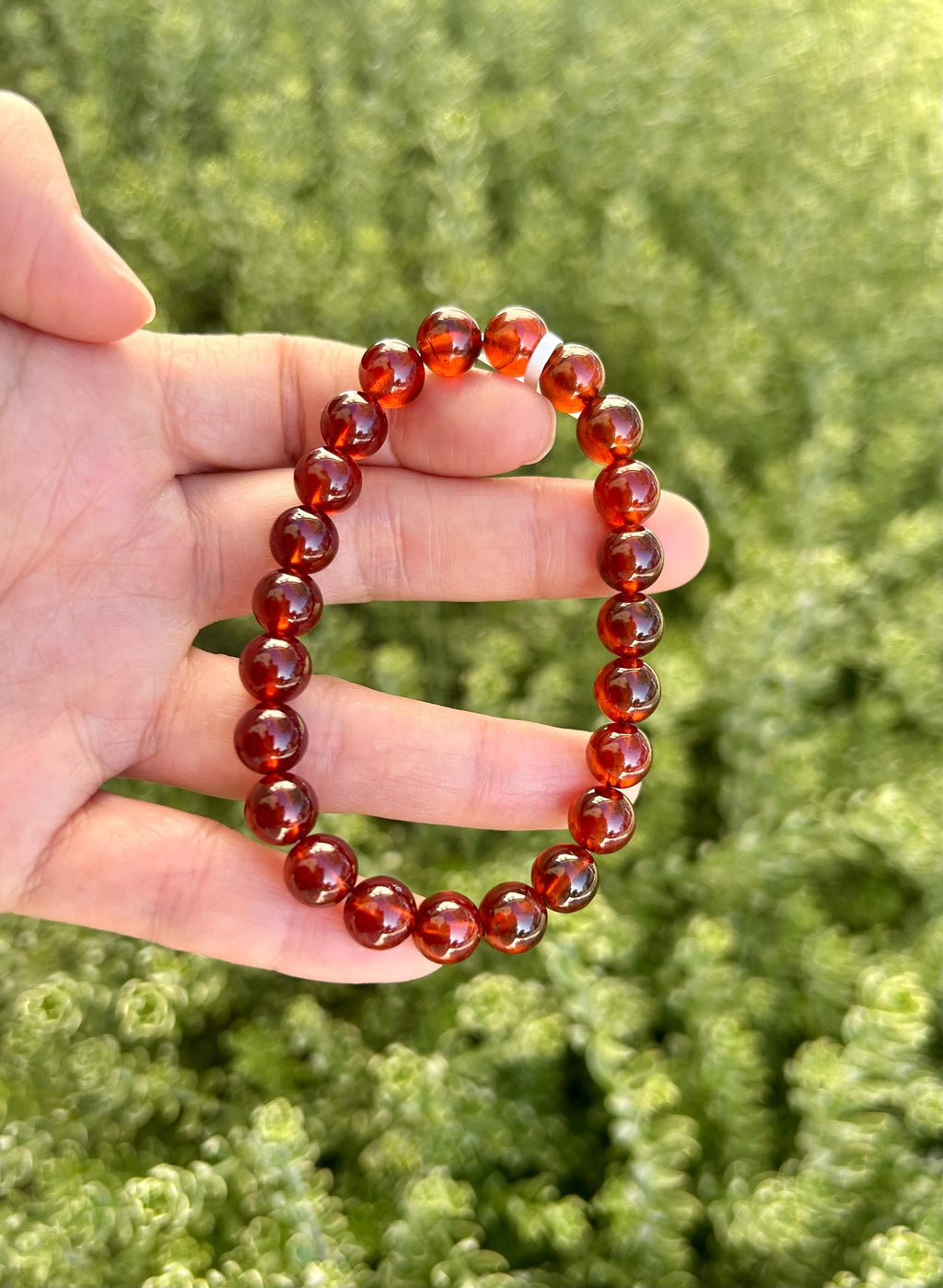 High Clarity Natural Garnet Beads Bracelet, 8.5mm beads stone beads bracelet, fits up to 16.5cm wrist (26-114）