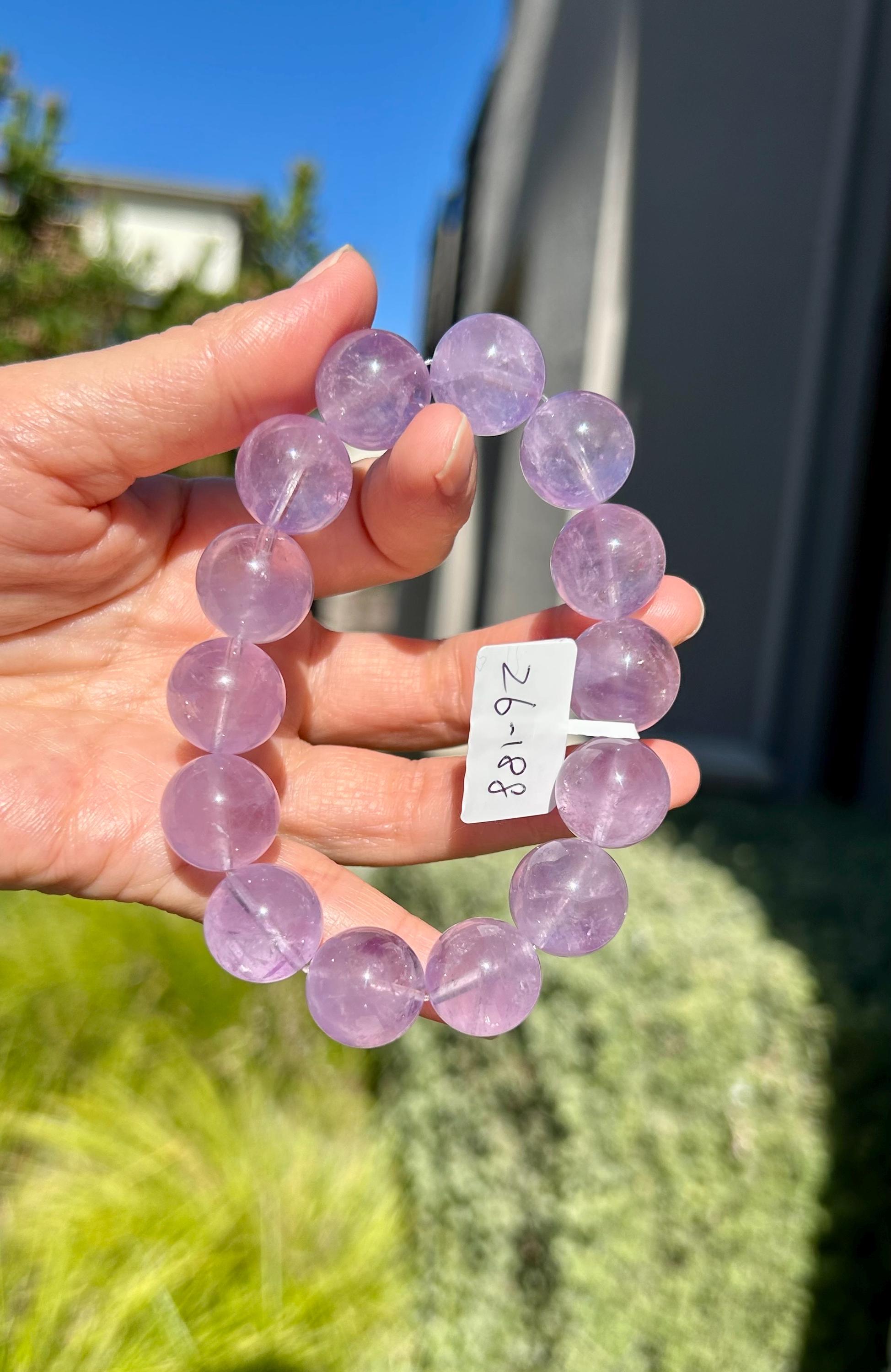 Natural Chunky Amethyst Beaded Bracelet, 15mm+ chunky lavender amethyst beads, Healing Stone, Fits up to 17cm wrist)  (26-188)