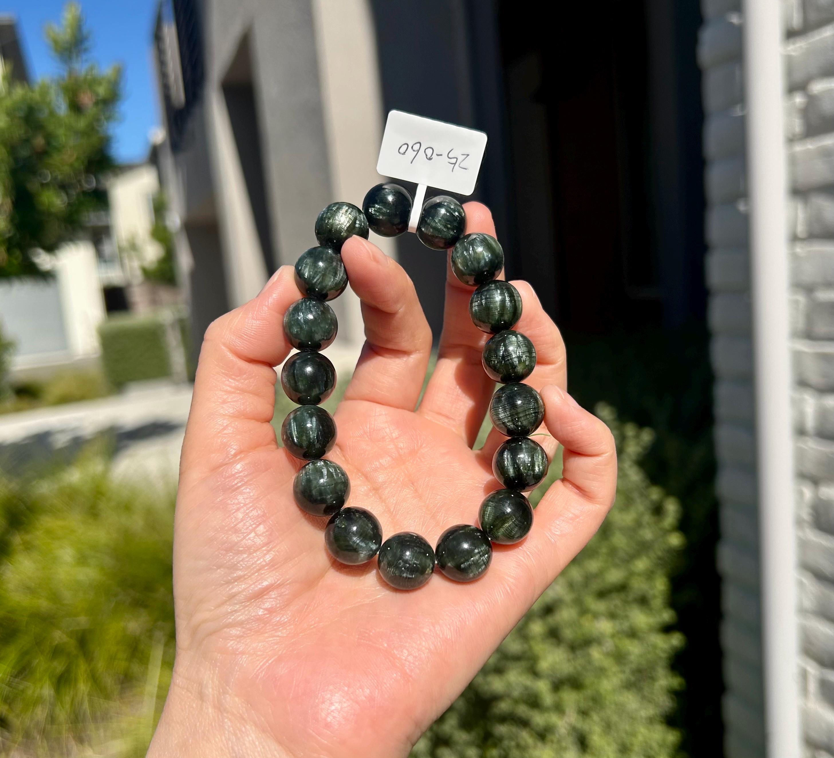 Chunky Green Seraphinite Beads Bracelet - 13mm, fits up to 18.5cm wrist (25-060)