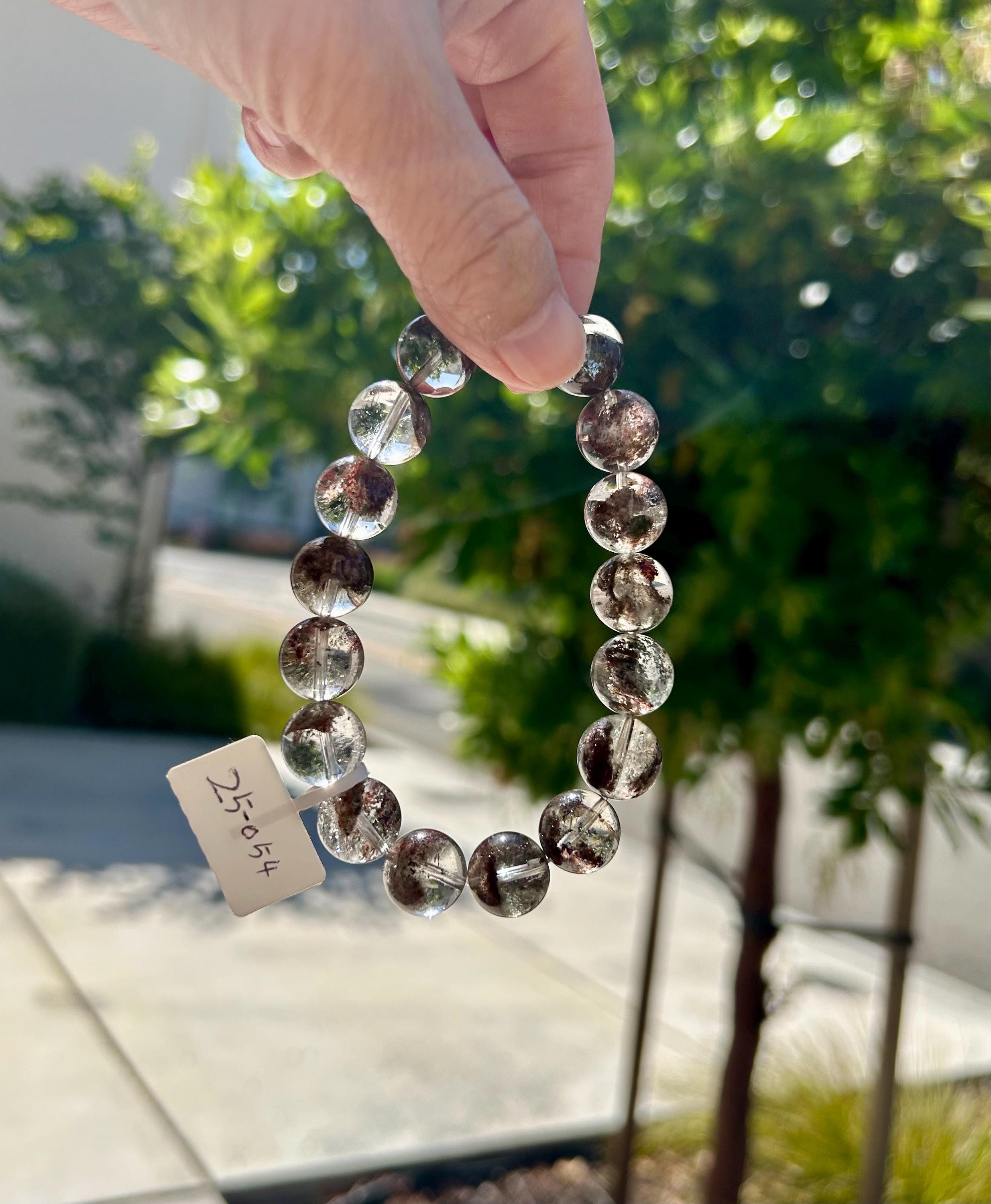 Rare seen beautiful colors phantom clean quartz beads bracelet, Chunky Crystal Beads Bracelet (25-054) (Fits up to 19cm wrist)