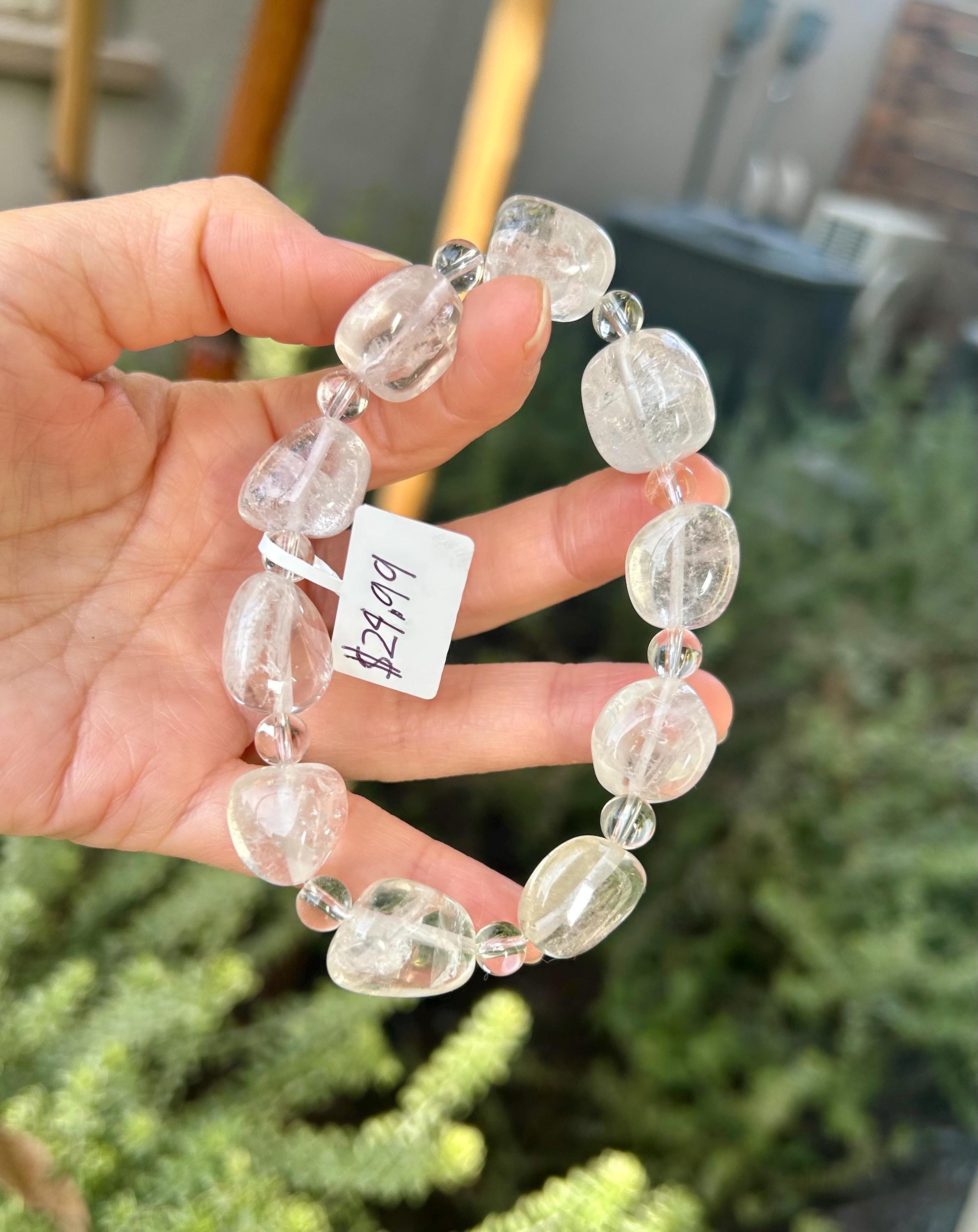 Clear Quartz Crystal Nugget Bracelet - Natural Stone Jewelry, fits up to 17.5cm wrist (26-033)