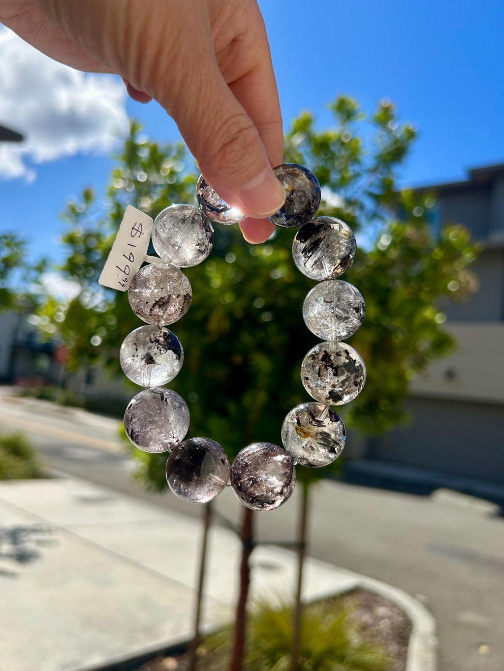 Healing Crystal, Chunky Herkimer Diamond Crystal beads Bracelet, High Frequency Stone, 20mm Herkimer beads, fits up to 18cm wrist (GH-035)