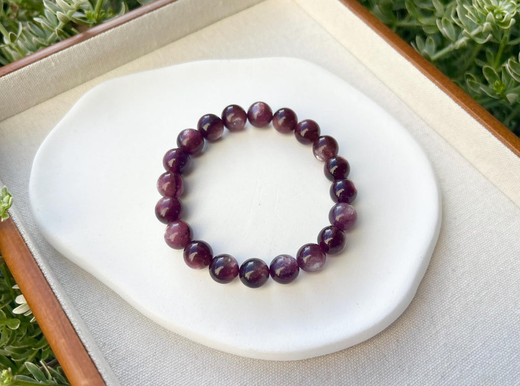 Purple Lepidolite Gemstone Bracelet: Healing Stone Jewelry, 10mm Beads, Fits up to 17cm wrist（25-154)