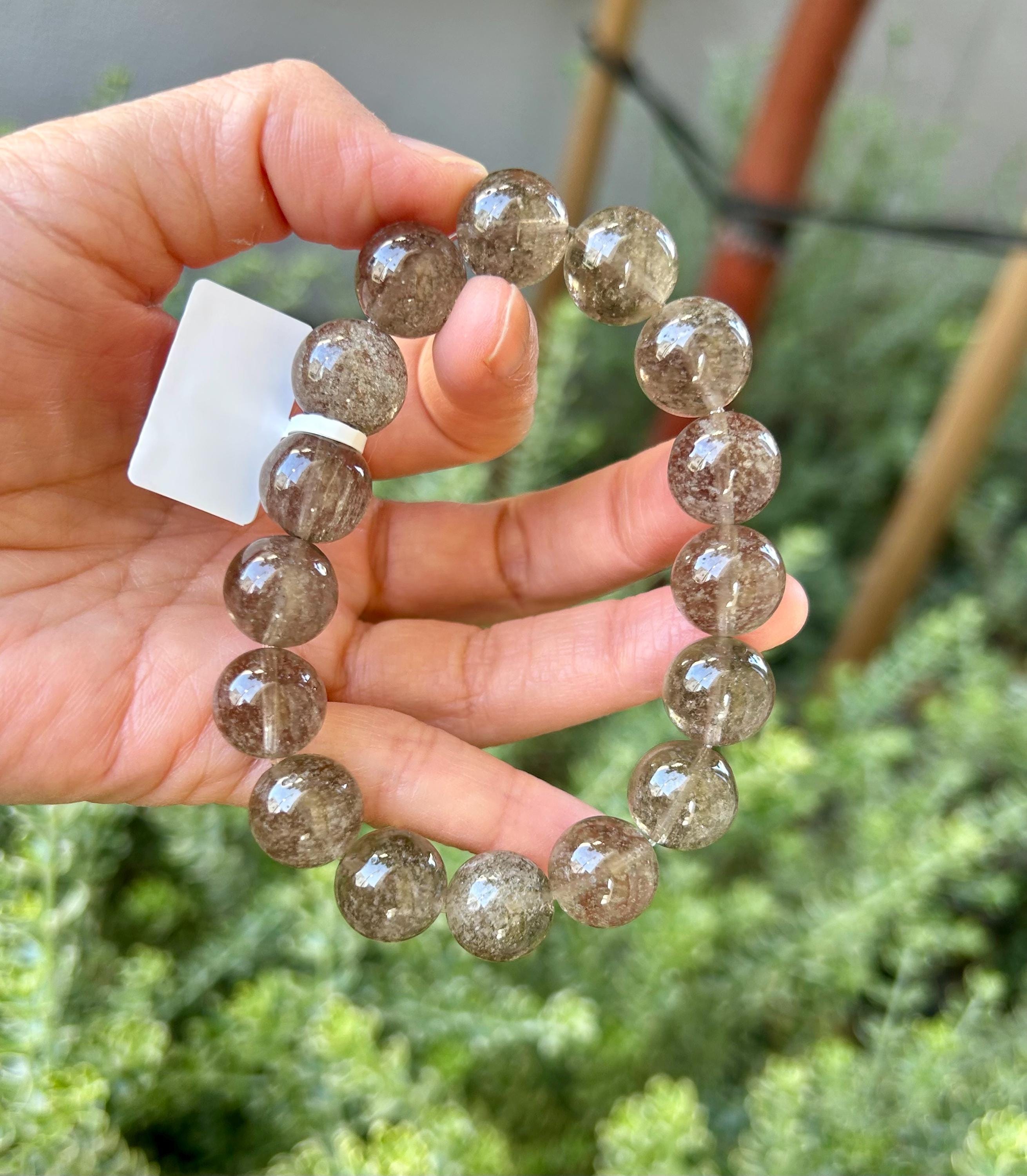Healing Crystal, Purple Gray Chunky Libyan Desert Glass Bracelet, natural Tektite 13mm+ beads, Fits up to 16.8cm wrist (GH-036)
