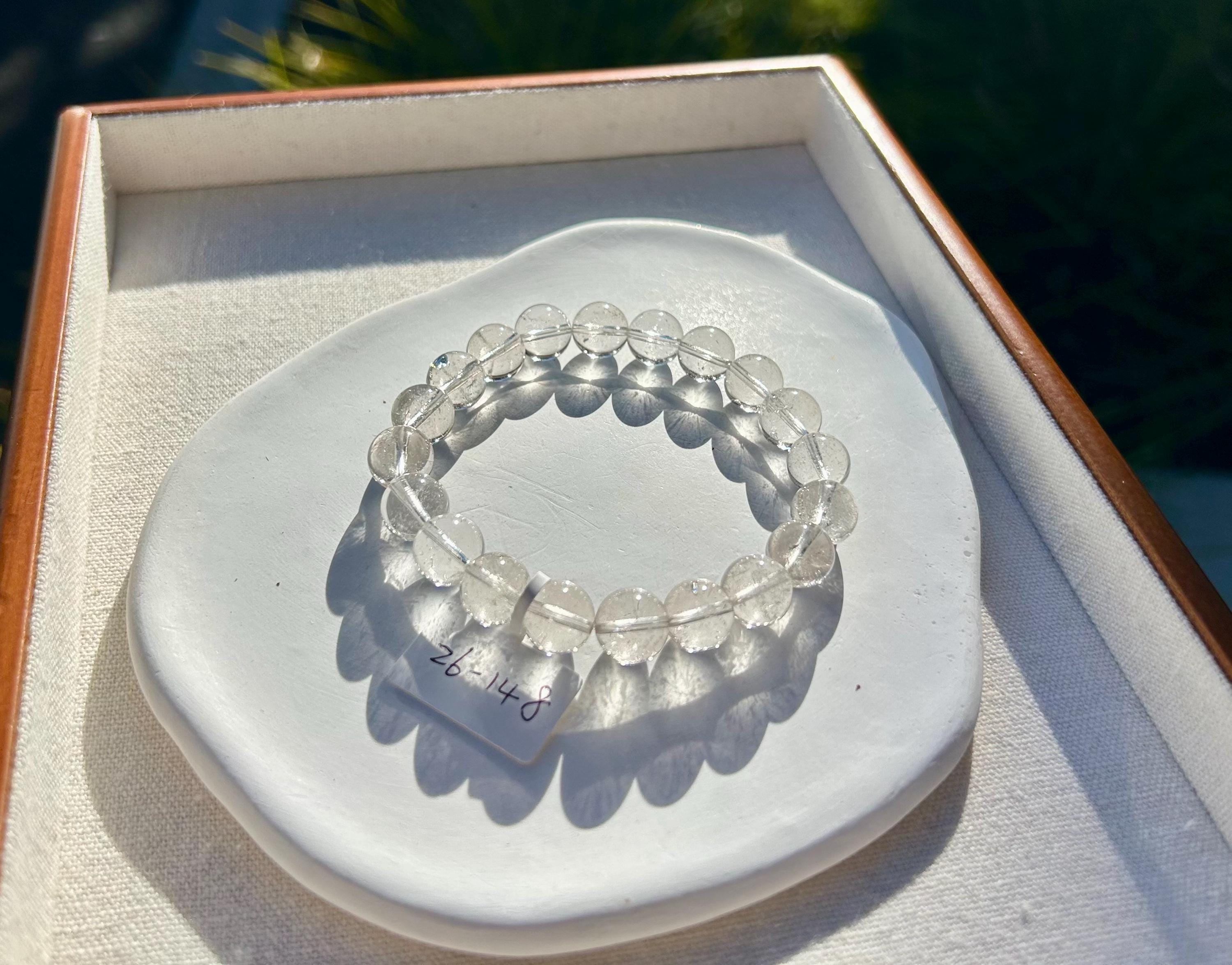 Clean Clear Quartz Crystal Round Beads Bracelet, 10mm clear quartz beads, fits up to 17.5cm wrist (26-148)