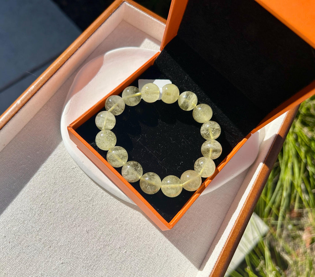 Gold Libyan Desert Glass square beads Bracelet: Tektite Beads, 13.5mm+ beads, Fits up to 17.5cm wrist (GH-46)