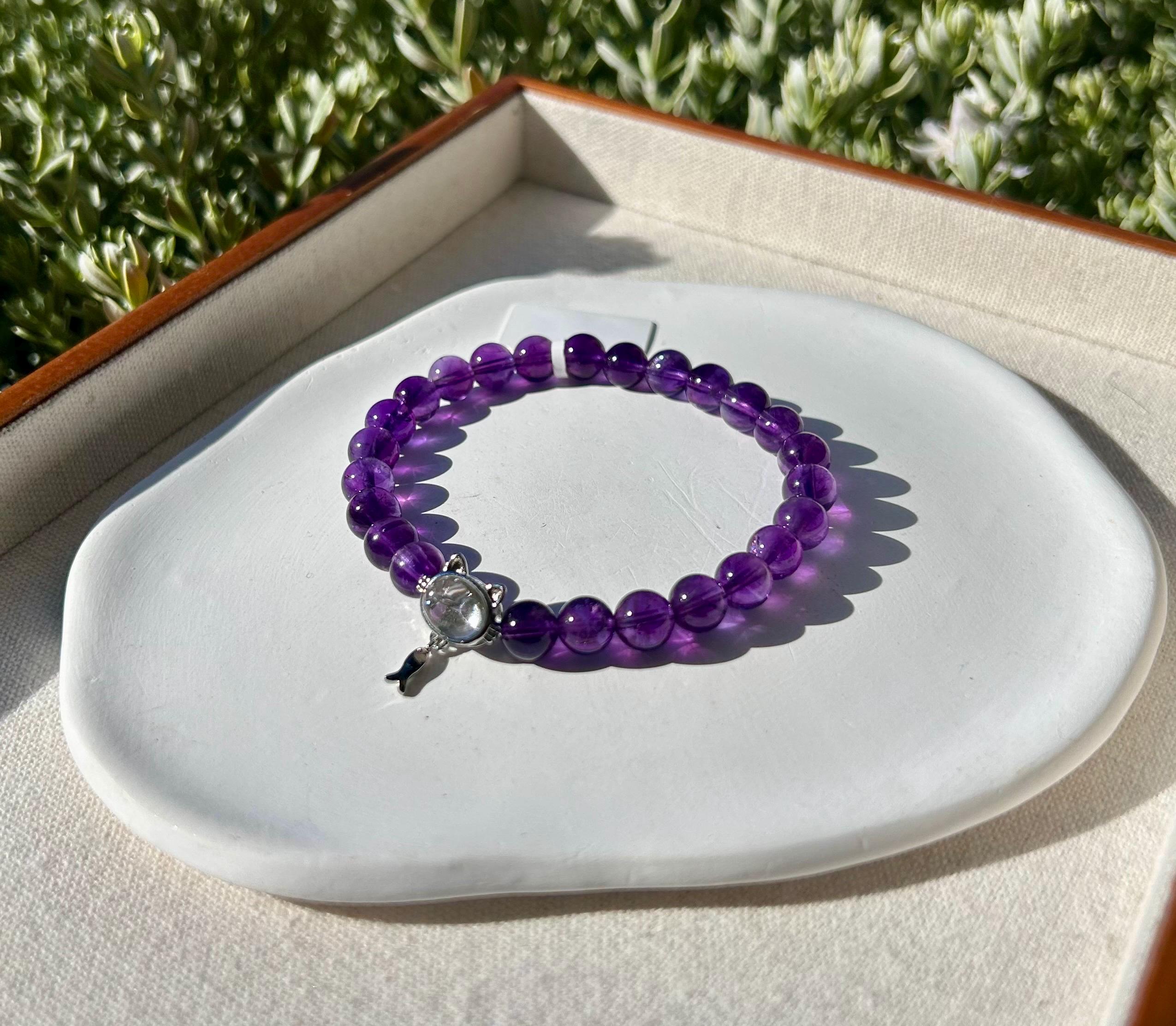 9mm beads Lavender Amethyst Bead Bracelet - fits up to 17cm wrist (26-061)