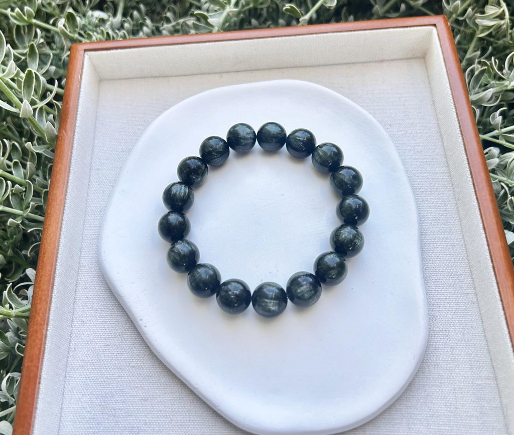 Chunky Green Seraphinite Beads Bracelet - 13mm, fits up to 18.5cm wrist (25-060)