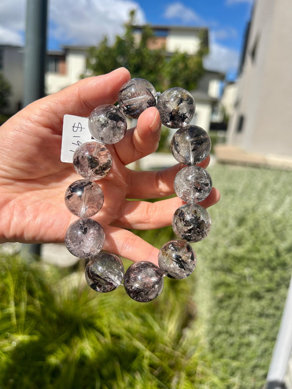 Healing Crystal, Chunky Herkimer Diamond Crystal beads Bracelet, High Frequency Stone, 20mm Herkimer beads, fits up to 18cm wrist (GH-035)