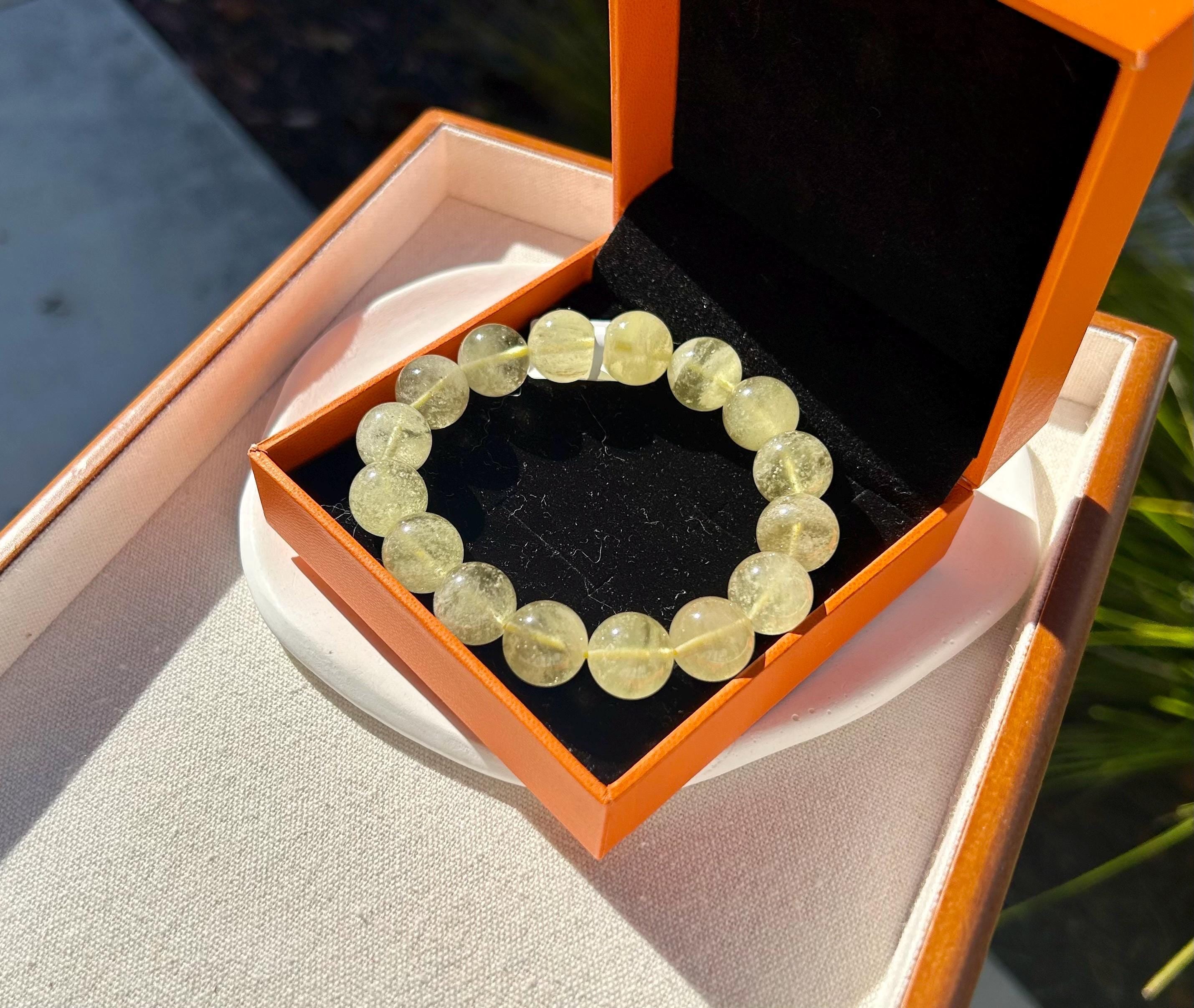 Gold Libyan Desert Glass square beads Bracelet: Tektite Beads, 13.5mm+ beads, Fits up to 17.5cm wrist (GH-46)