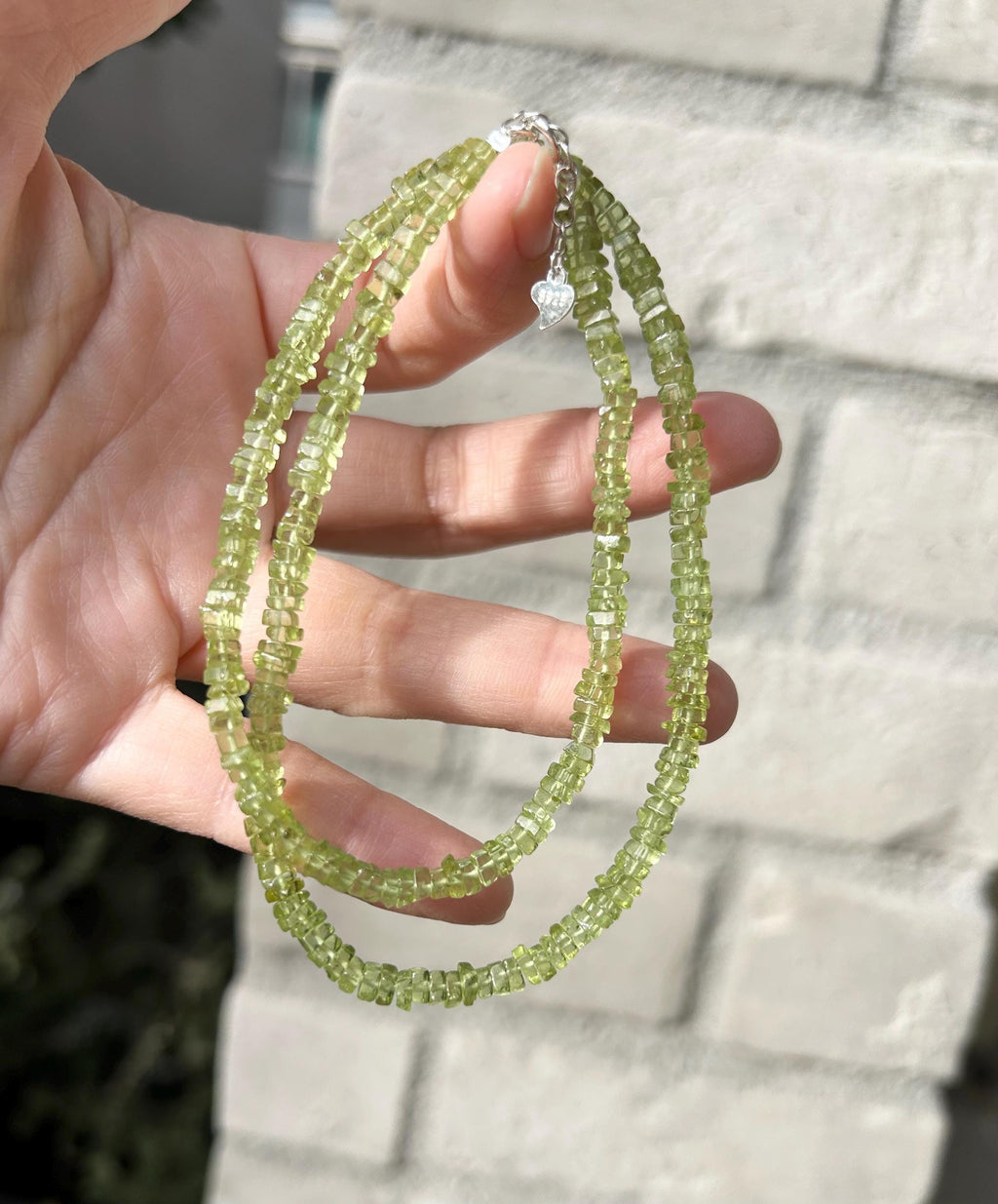 Peridot Necklace with S925 sterling silver accessories - Handmade Jewelry, 42cm long with extra 2cm extension, Gift for Her (26-049)
