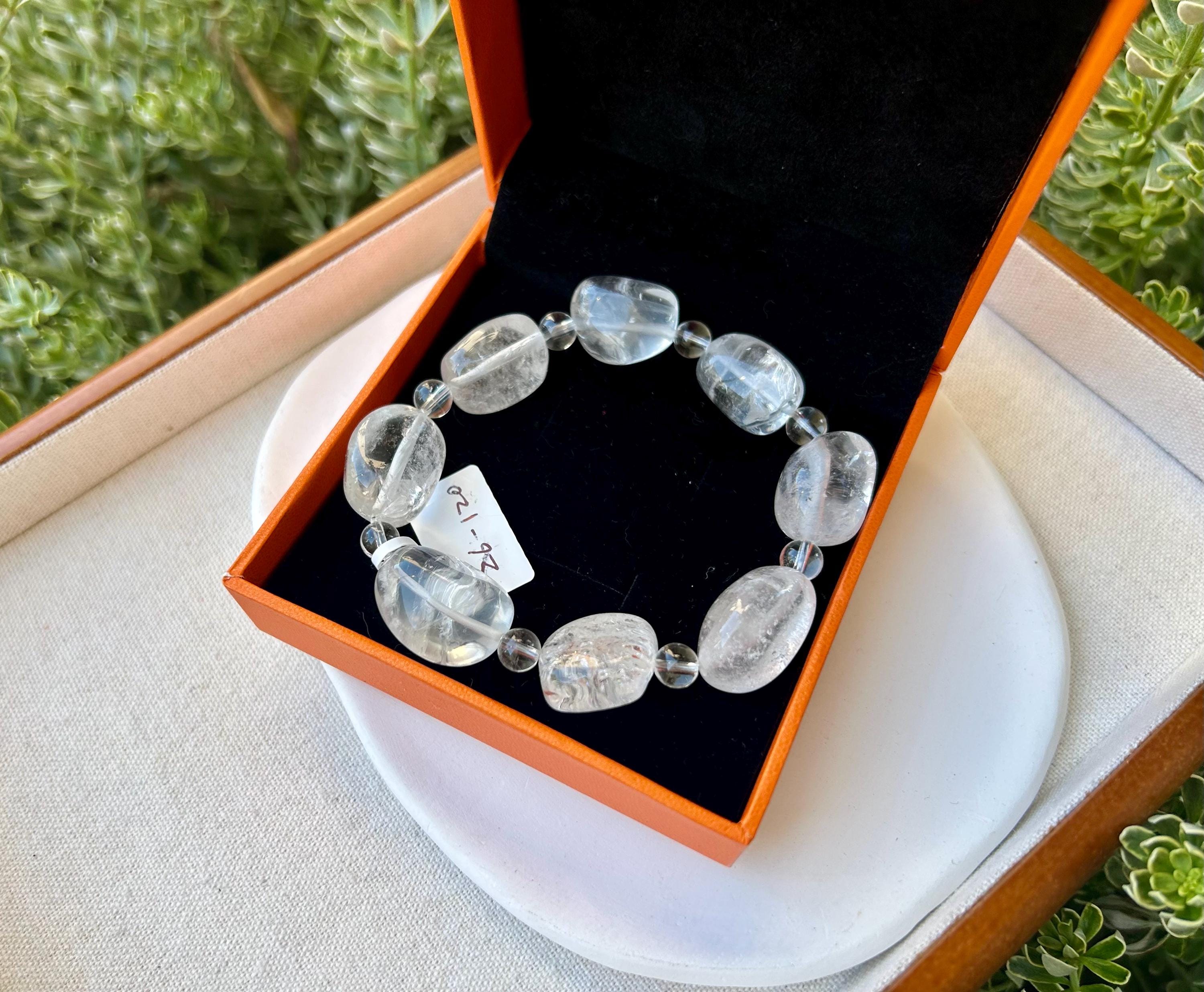 Clear Quartz Crystal Nugget Bracelet - Natural Stone Jewelry, fits up to 16.8cm wrist (26-120)