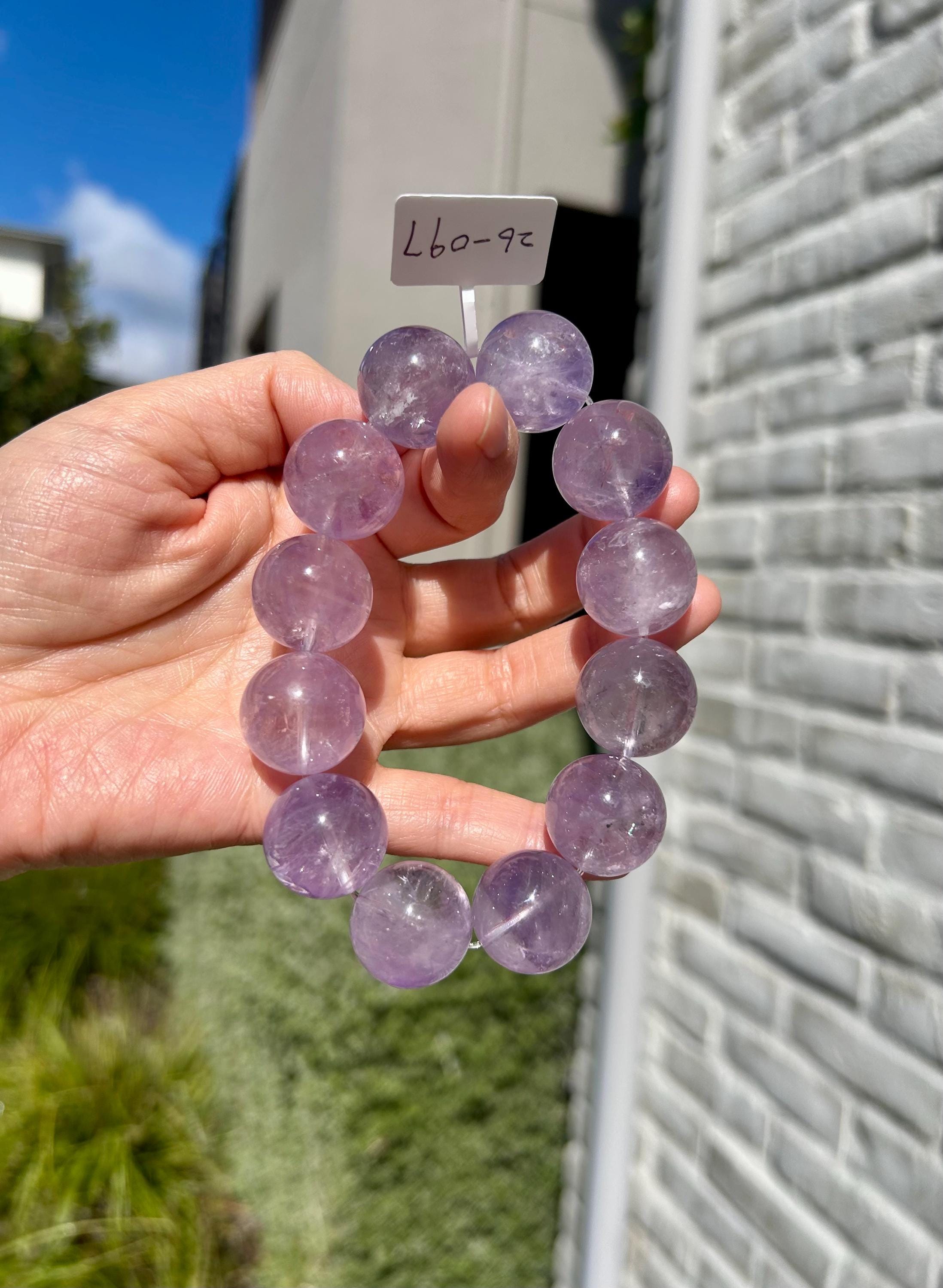 Light purple Natural Chunky Amethyst Beaded Bracelet, 20mm chunky lavender amethyst beads, Healing Stone, Fits up to 18cm wrist)  (26-096)