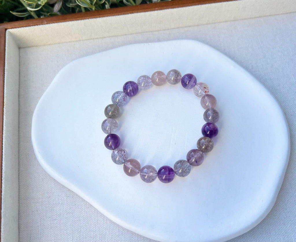 High Clarity Quality Super Seven Beads Bracelet, Clear Super seven with full of string inside - 25-102