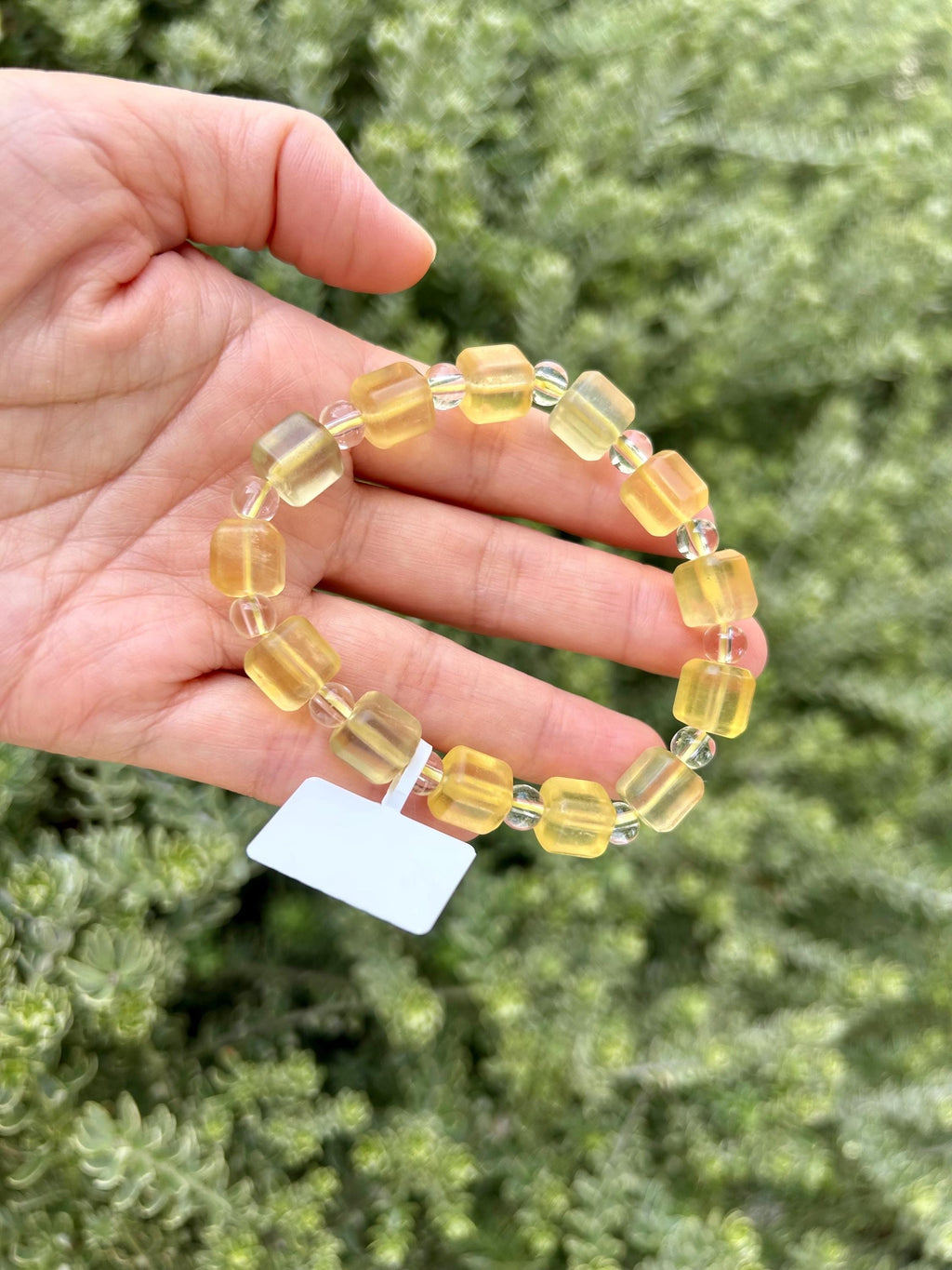 Yellow Square Fluorite beads Bracelet, good Quality fluorite, yellow Fluorite Crystal, Natural Fluorite Crystal (26-039)