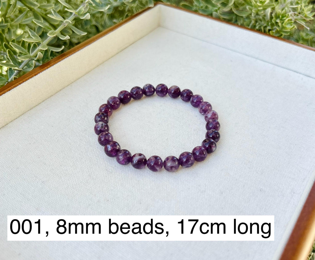 Purple Lepidolite Bracelet: Mica Rutilated Quartz, Fits 17cm Wrist, (25-083)