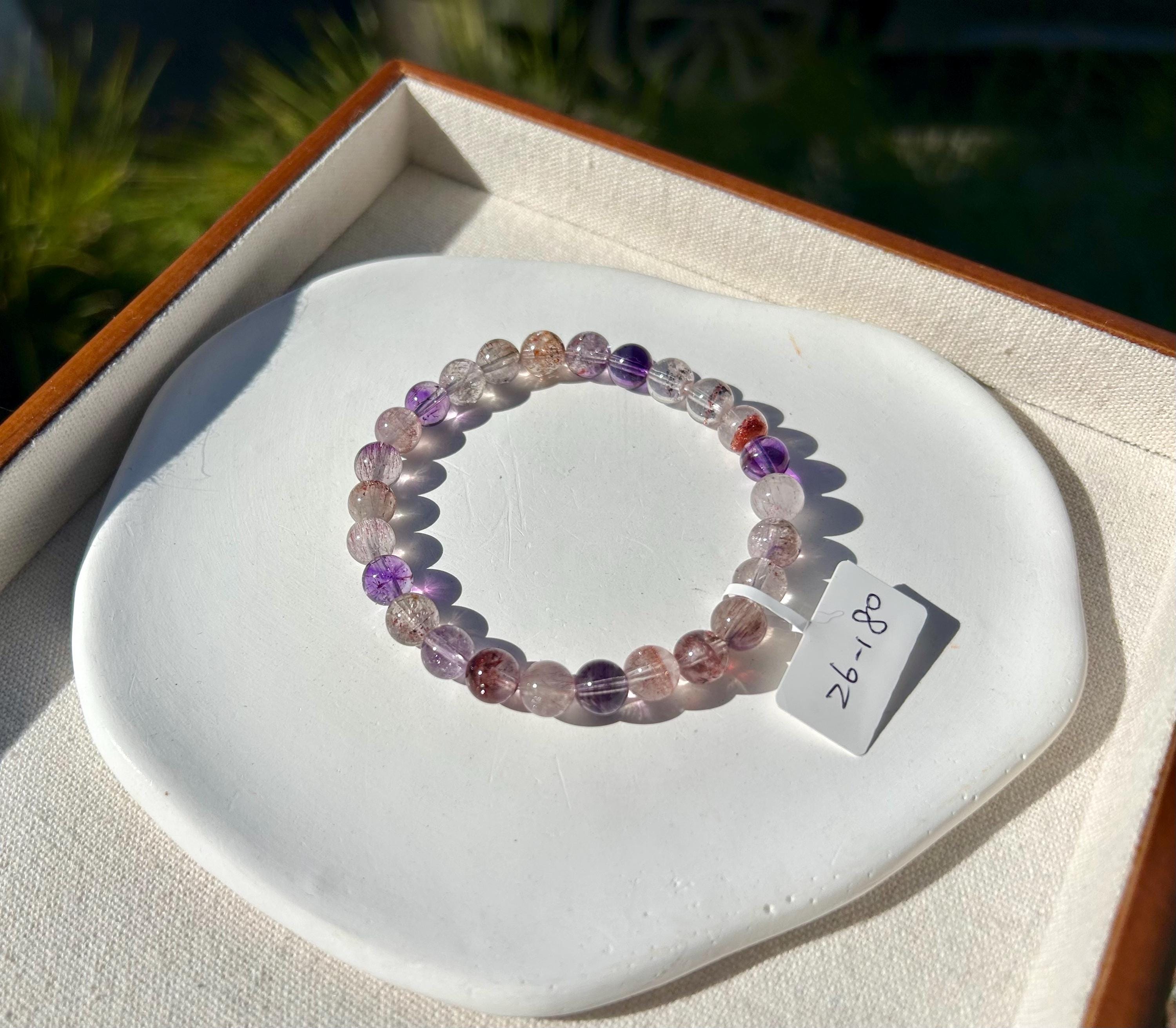 Super Seven Beads Bracelet: Rare Pattern Crystal Healing Jewelry, fits up to 17cm wrist (26-180)