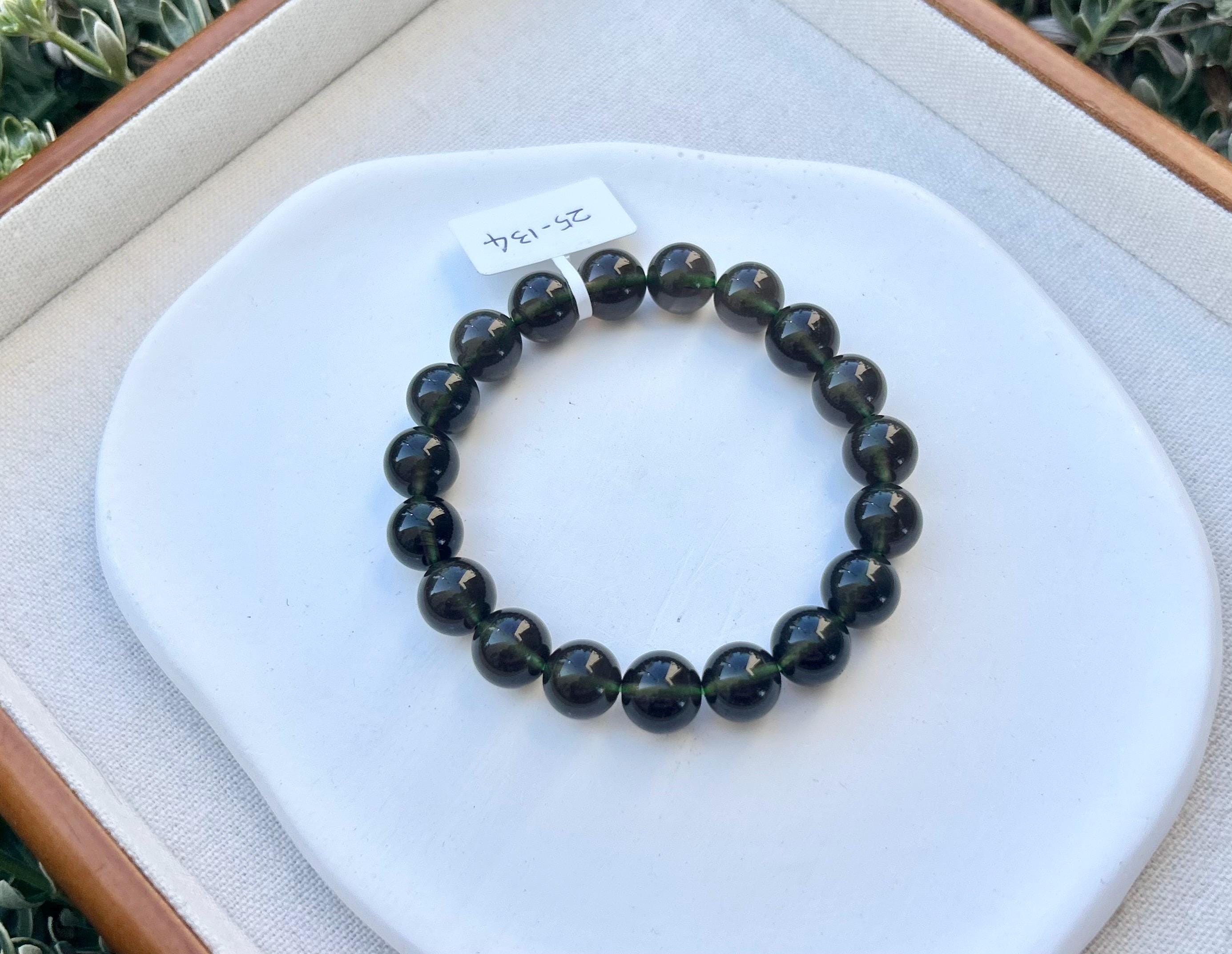 Natural Cintamani Saffordite Tektite Beads Stretchy Bracelet, Wishing Stone, 10mm Beads, Fits up to 16cm (25-134)
