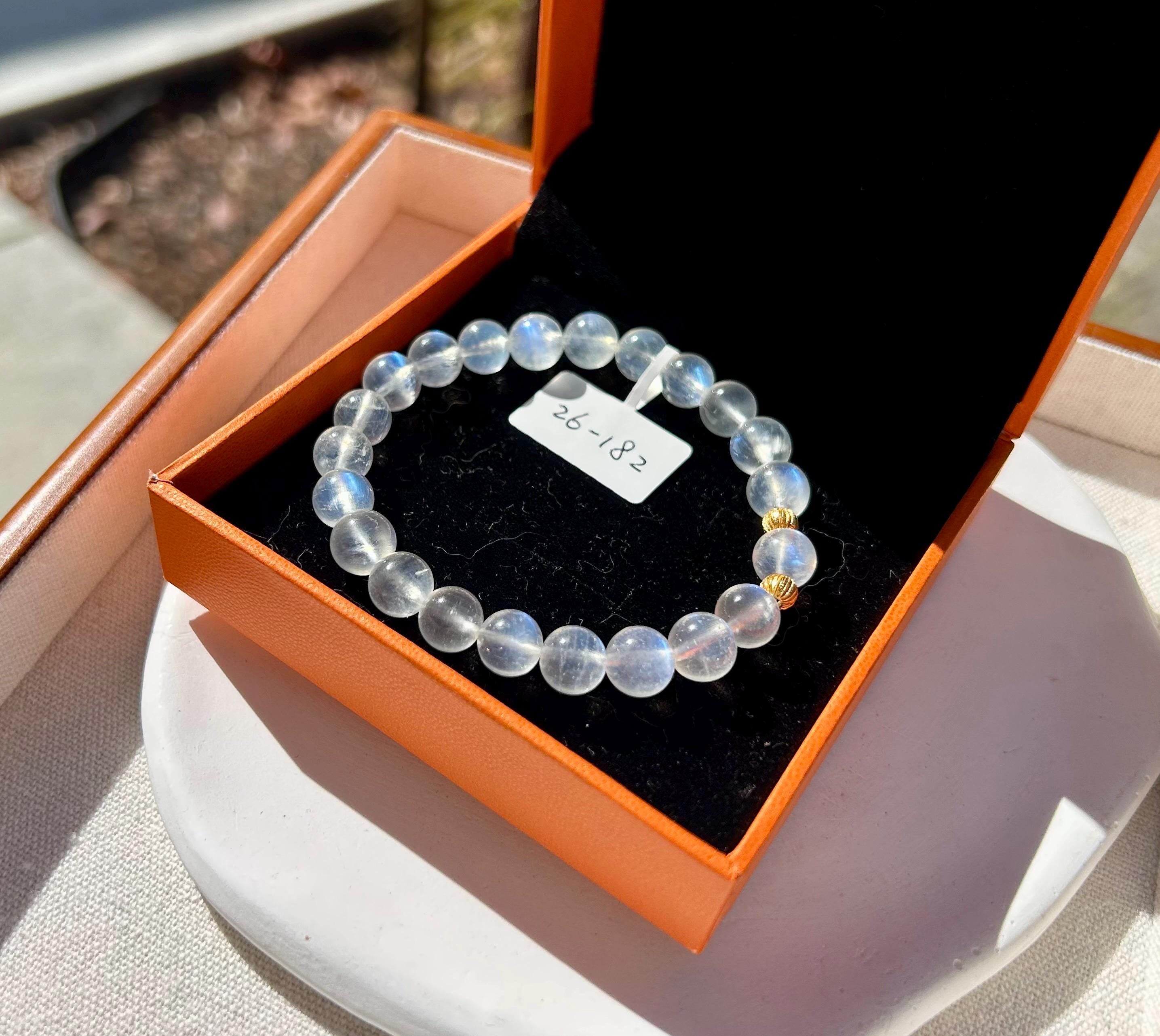 Flashy quality Natural Moonstone Crystal Bracelet with S925 beads, Fits up to 16.5cm wrist, 8mm+ Beads, (26-182)