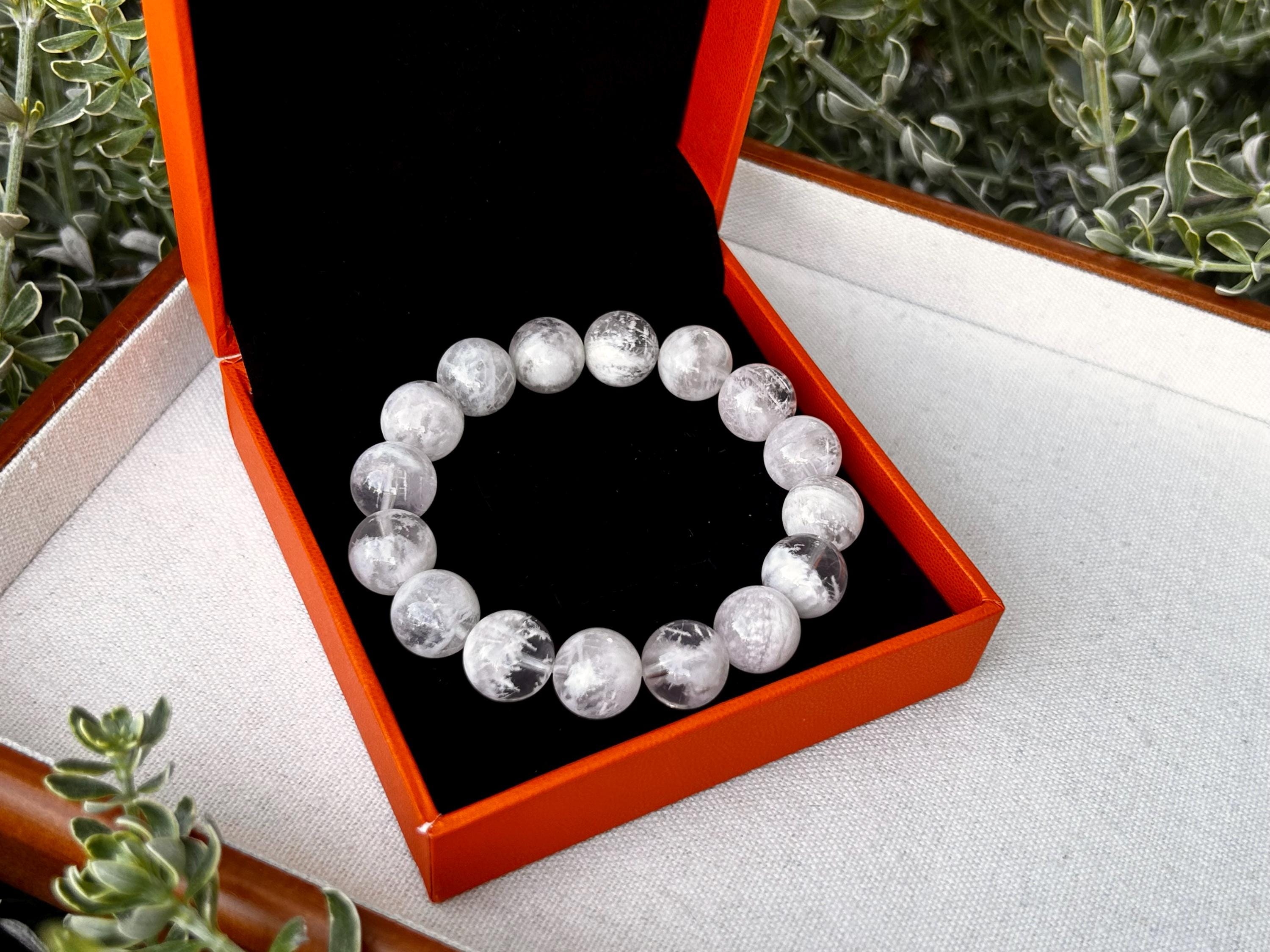 High Quality Snowflake Phantom Crystal Bracelet: Chunky Natural Gemstone Beads, 12.5mm+ beads, fits up to 16.5cm wrist (25-105)