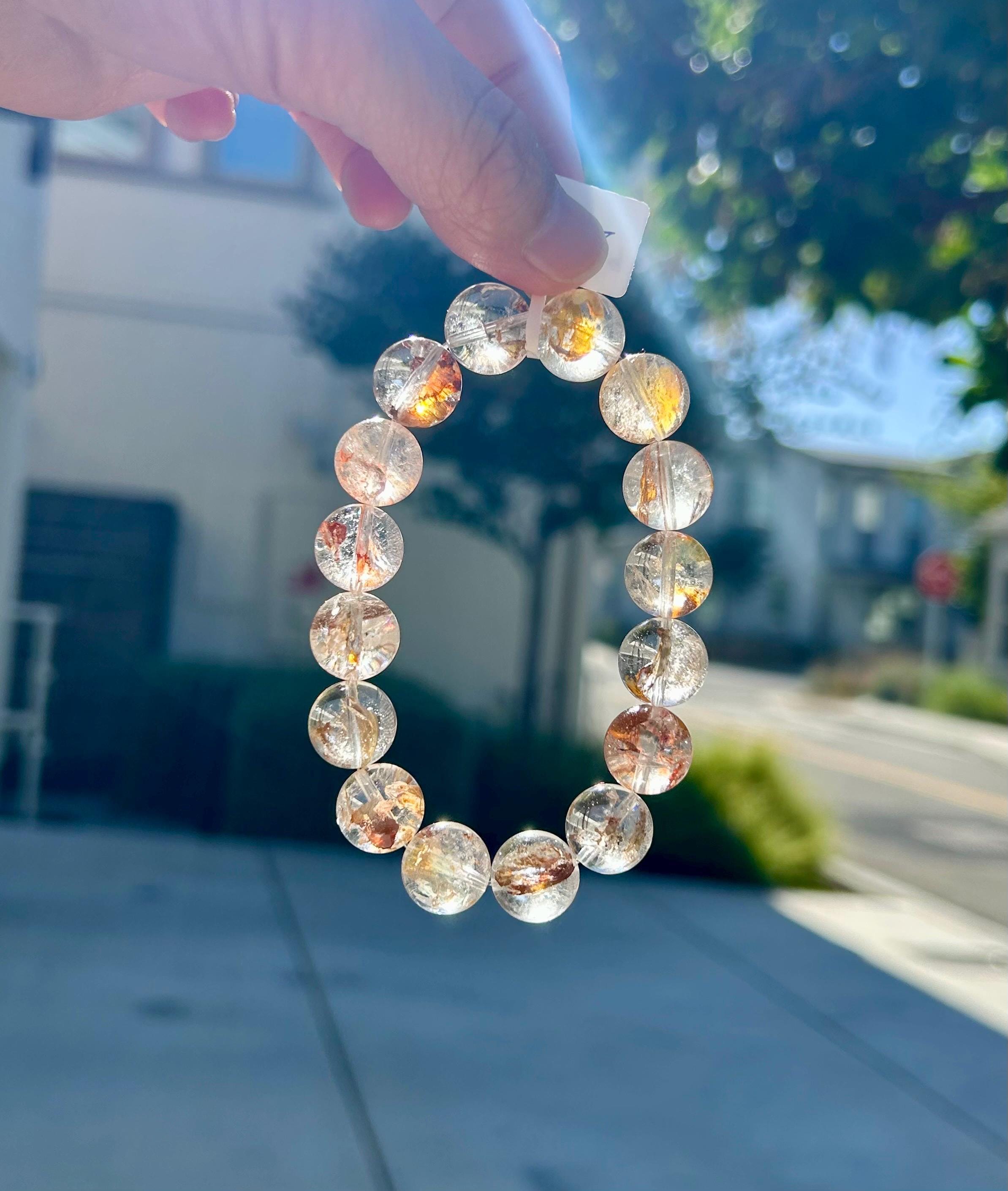 Healing Crystal, Herkimer Diamond Crystal Bracelet: High Frequency Healing Gemstone, 13mm beads, Fits up to 17cm wrist,  (26-186)